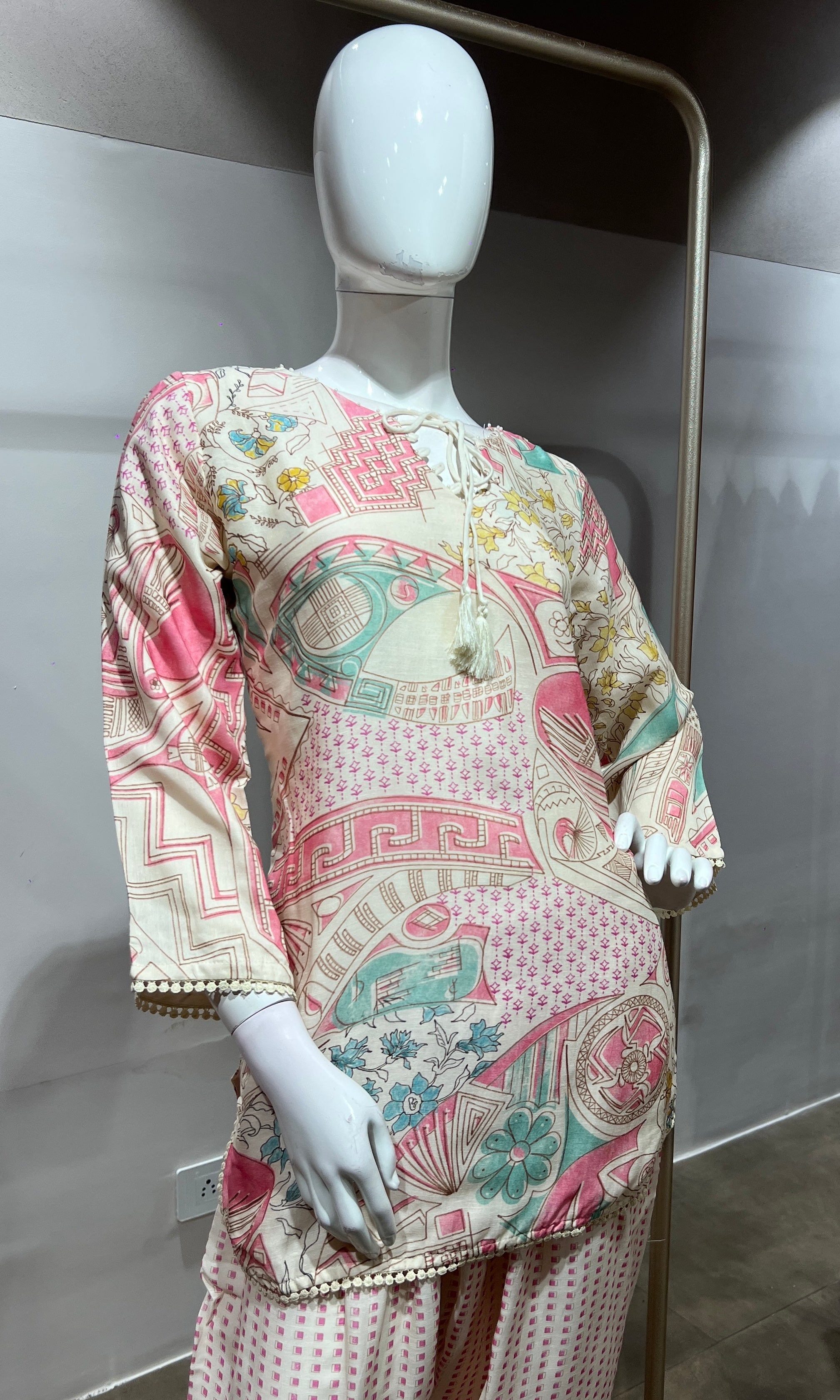 PINK Pastel Floral Printed Farsi salwar