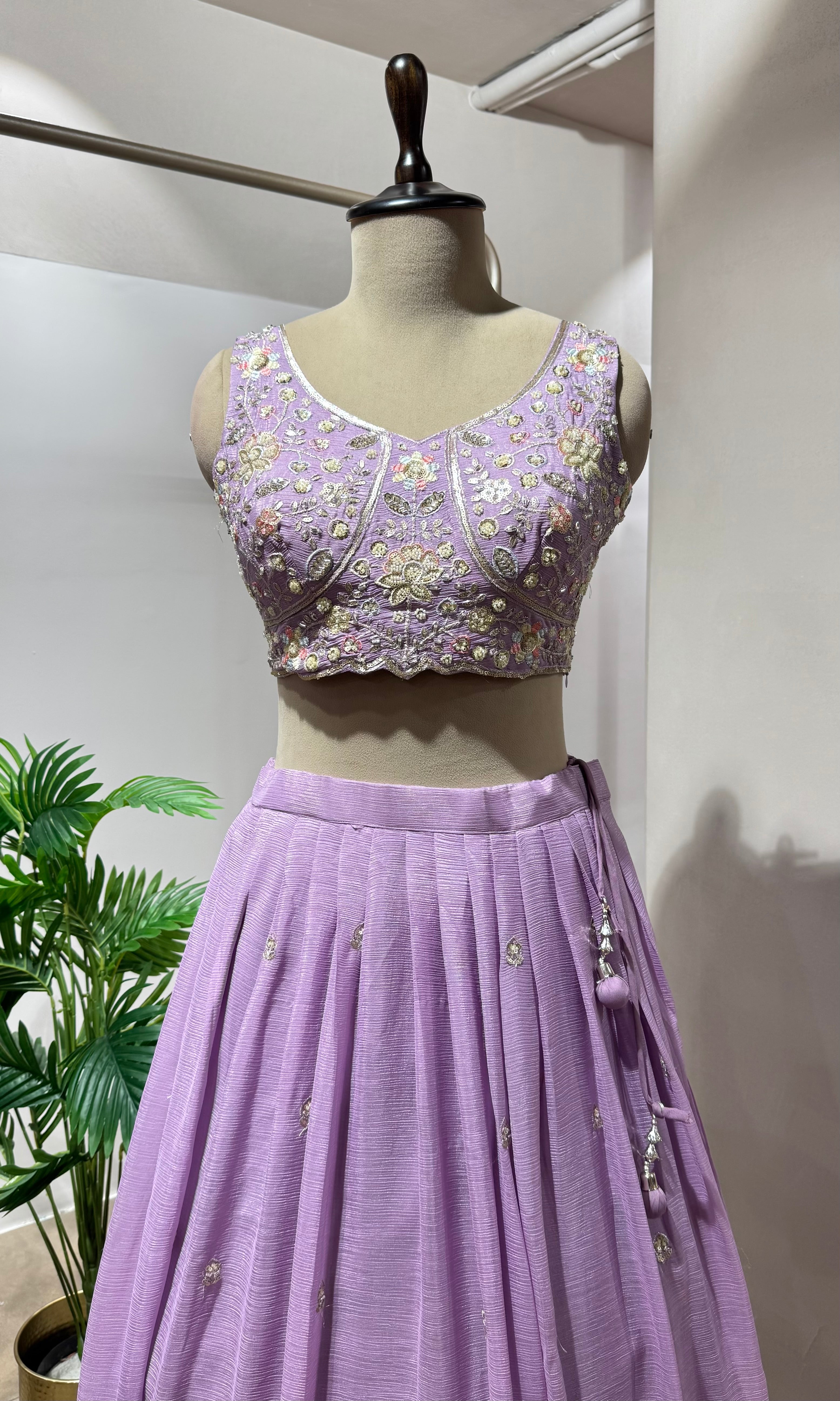 LAVENDER FLORAL EMBROIDERED LEHENGA
