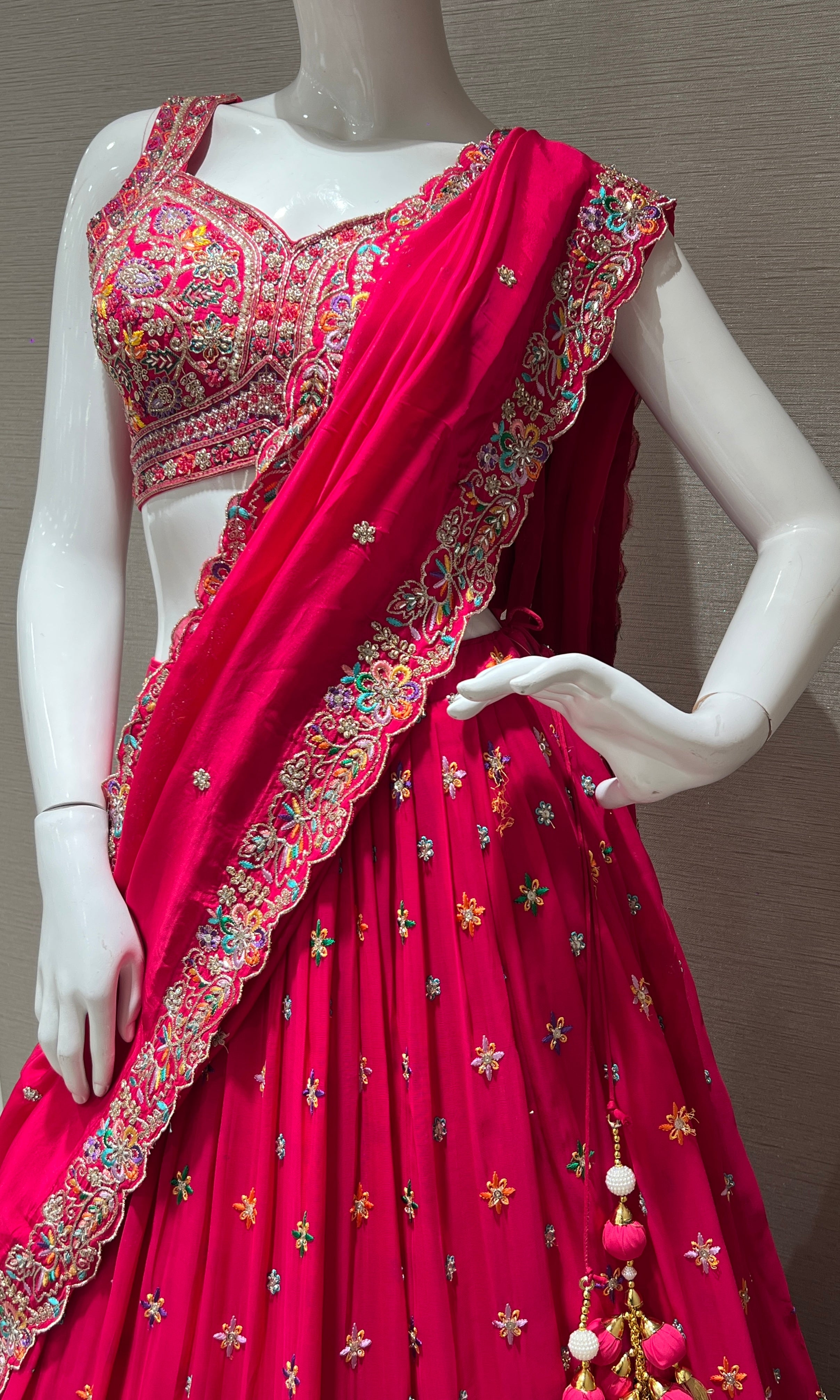 PINK LEHENGA CHOLI WITH INTRICATE EMBROIDERY