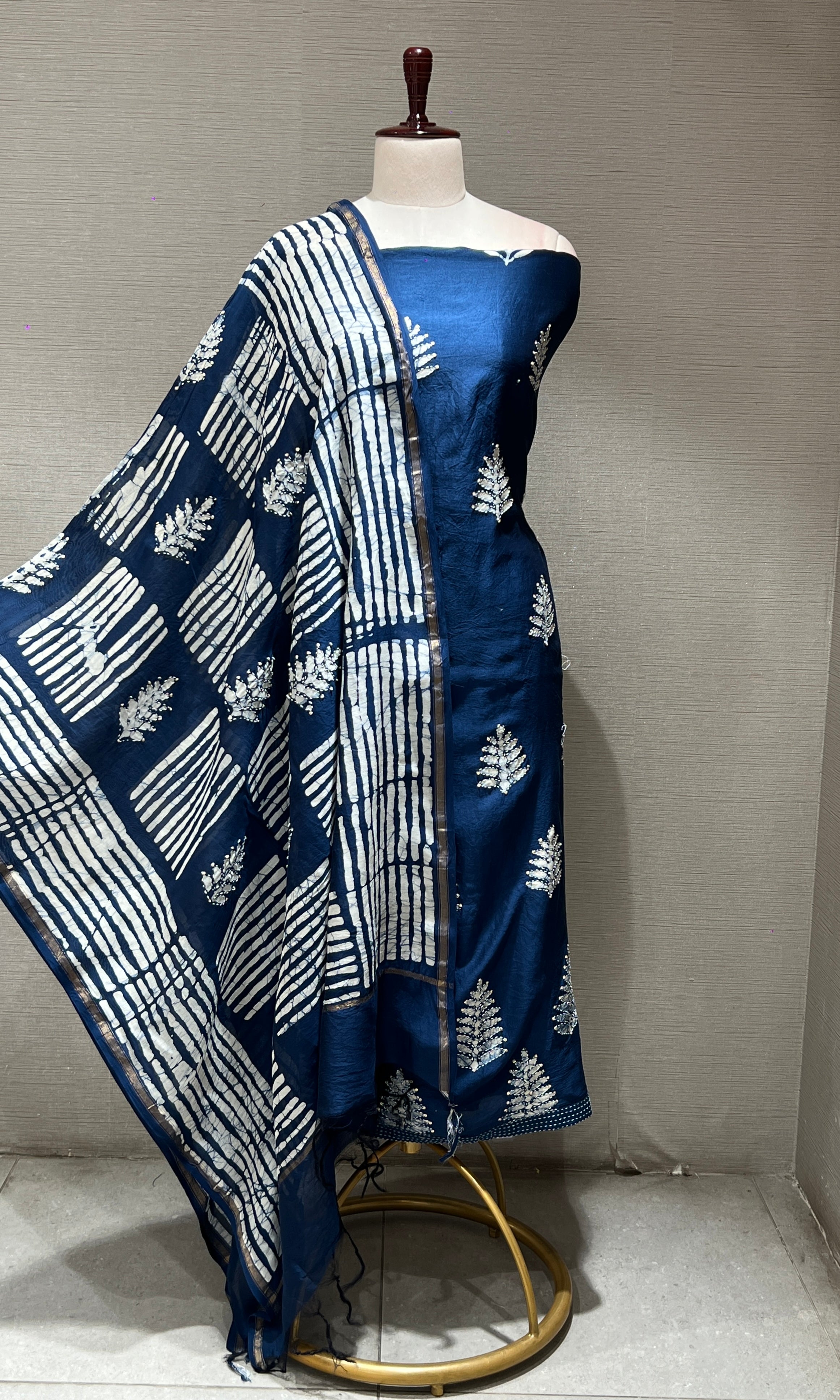 Navy blue dress material