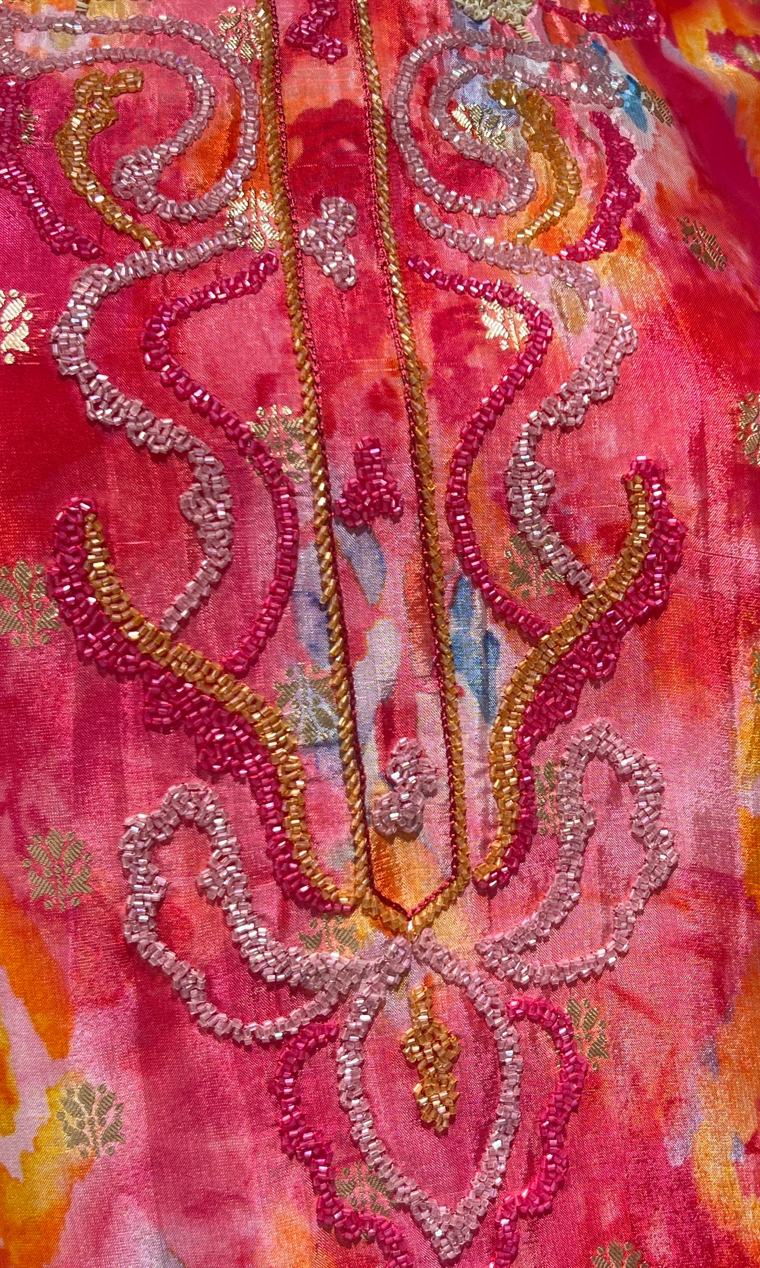 Pink Banarasi silk kurti