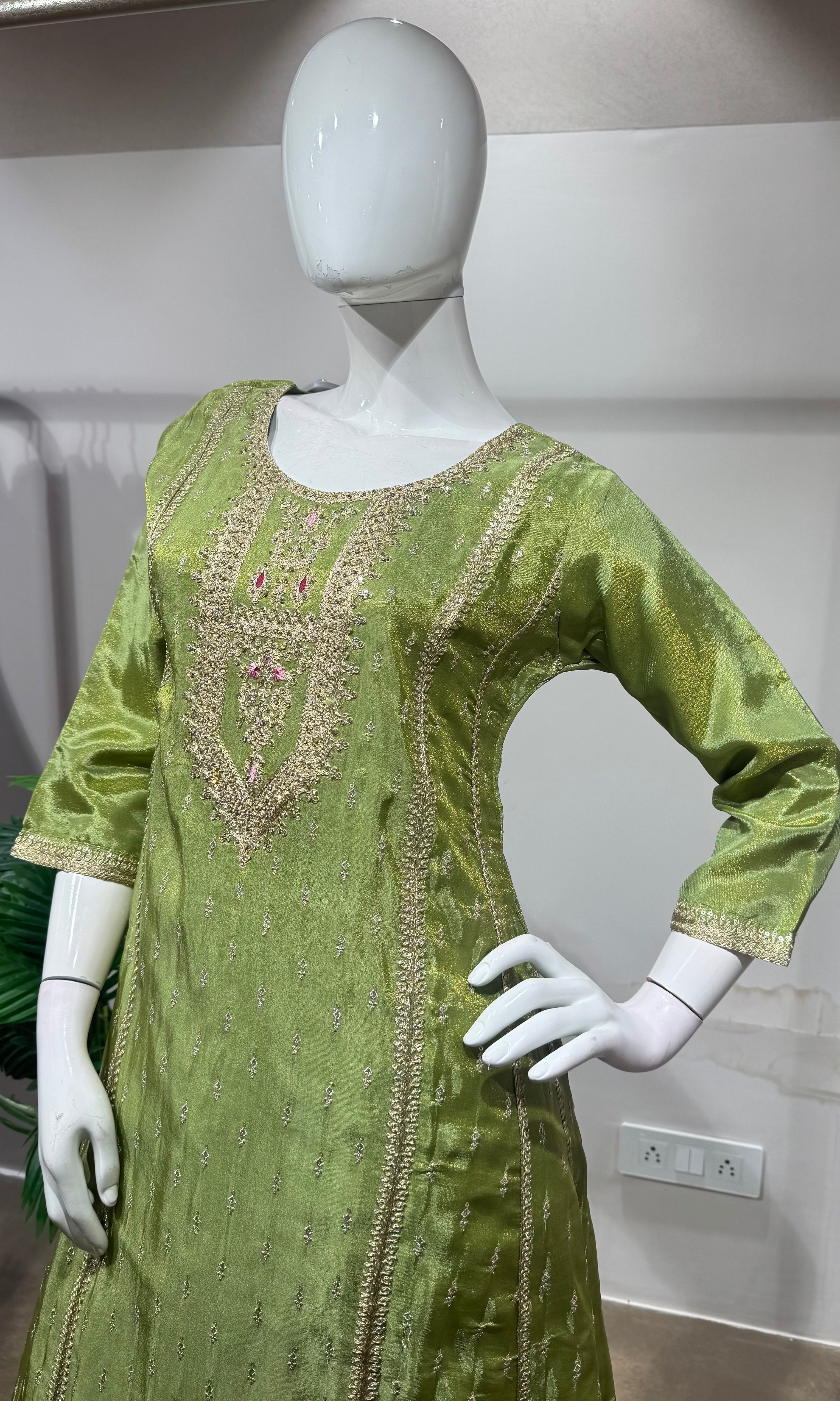 Green Regal Gold Zari Silk KURTA SET