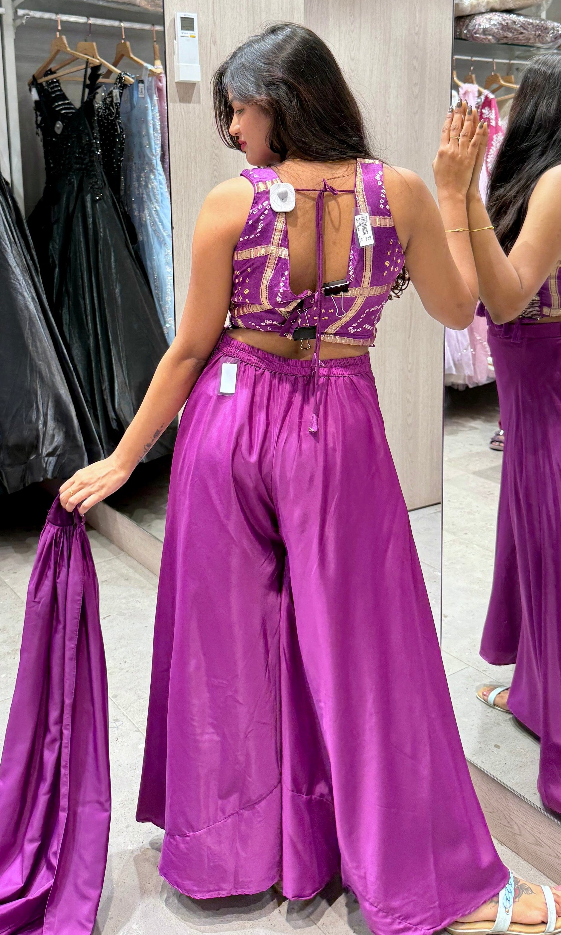 Purple Mirror Embellished palazzo set