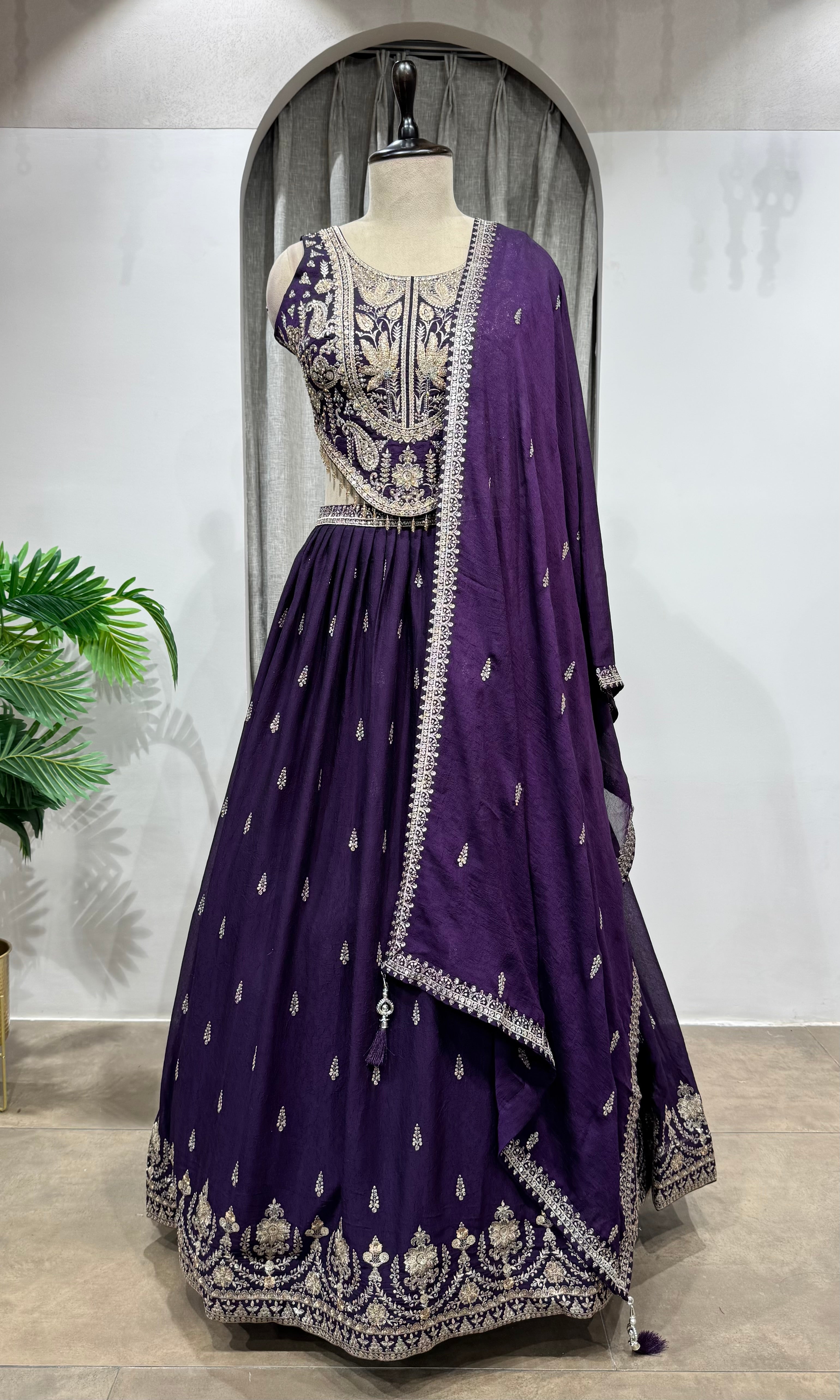Royal Purple Embroidered Lehenga Choli