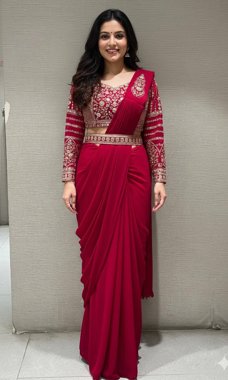 PINK drape saree with embellished blouse