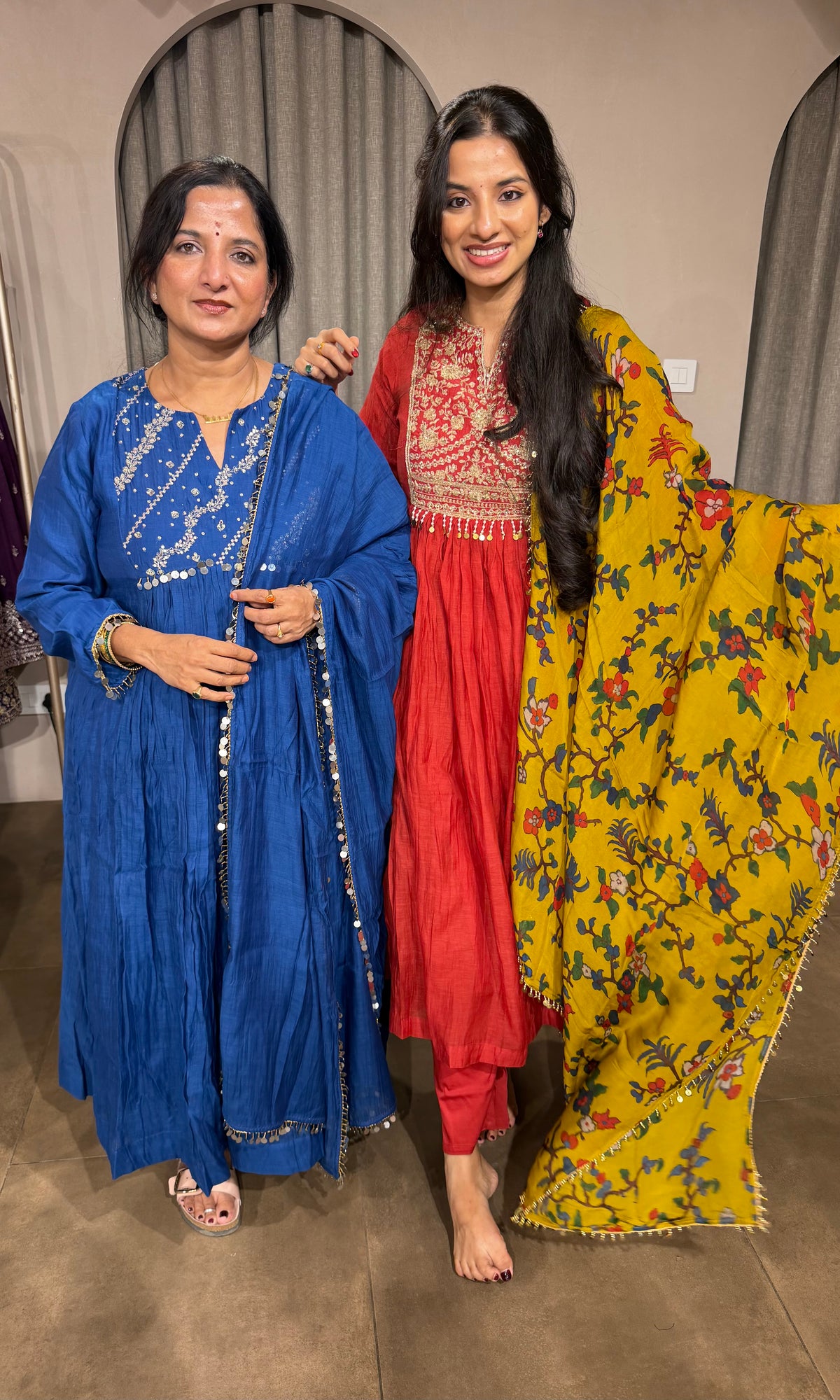 Royal Blue Mul Chanderi Kurta Set with Sheer Dupatta