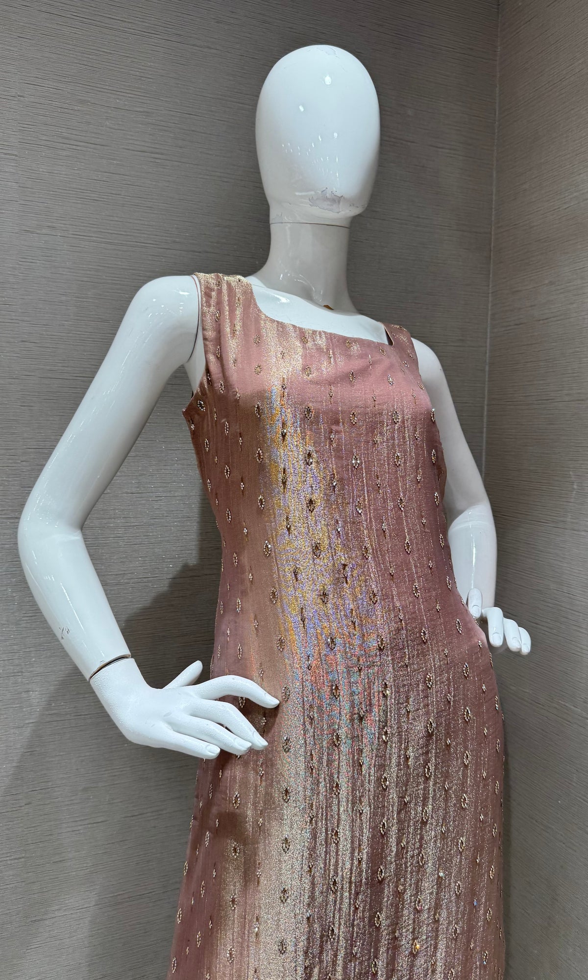 Onion Pink Tissue silk Kurta Set with Dupatta