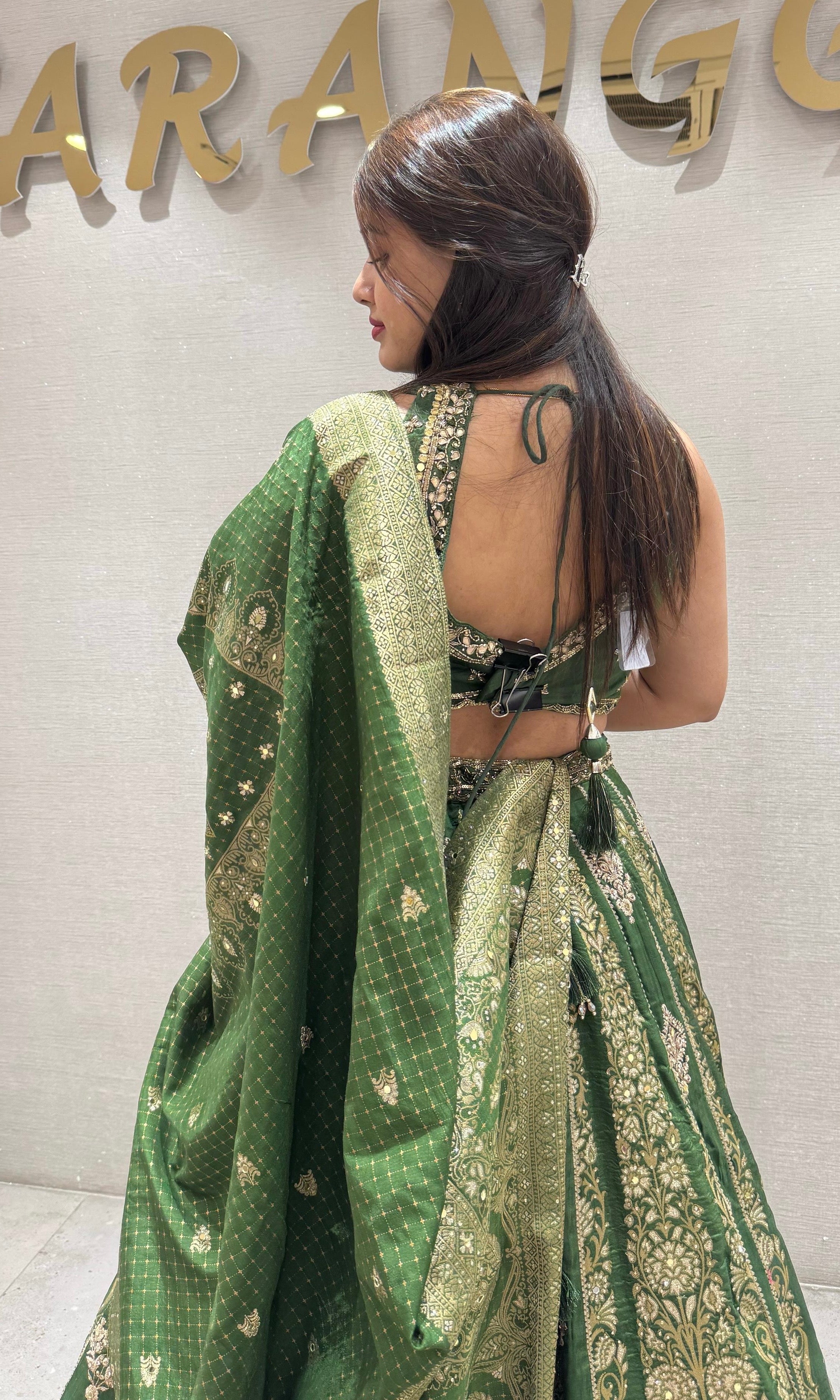 Green croptop with lehenga