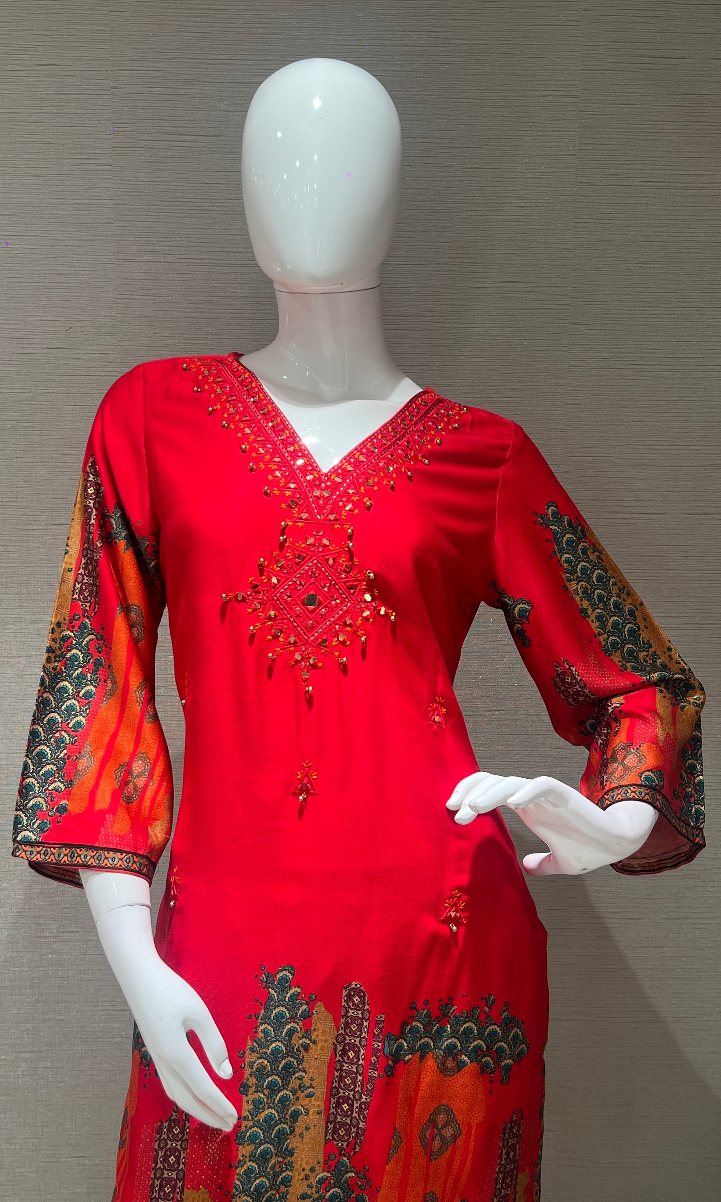 Red Vibrant Printed cord set