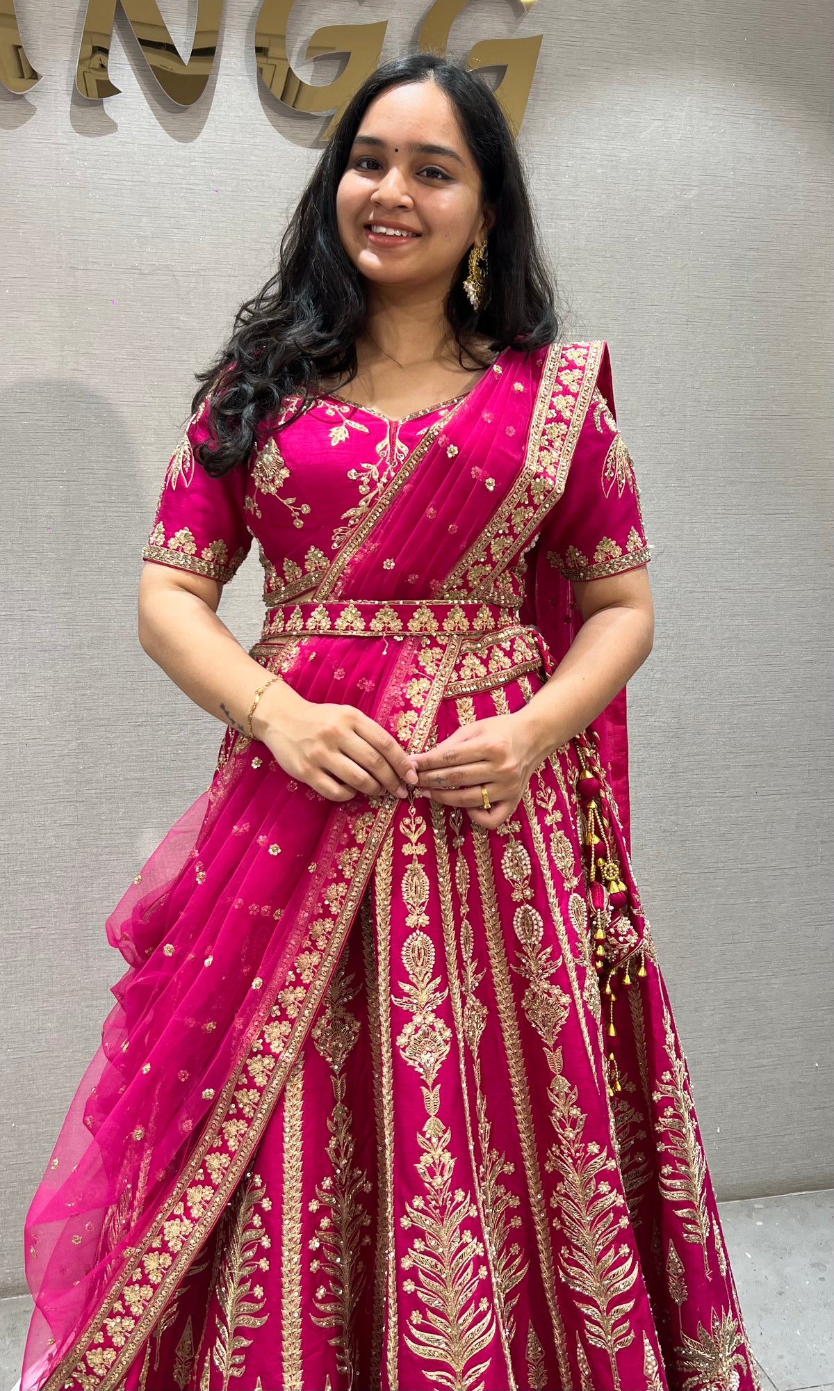 Pink GOLDEN INTRICATE EMBROIDERED Lehenga