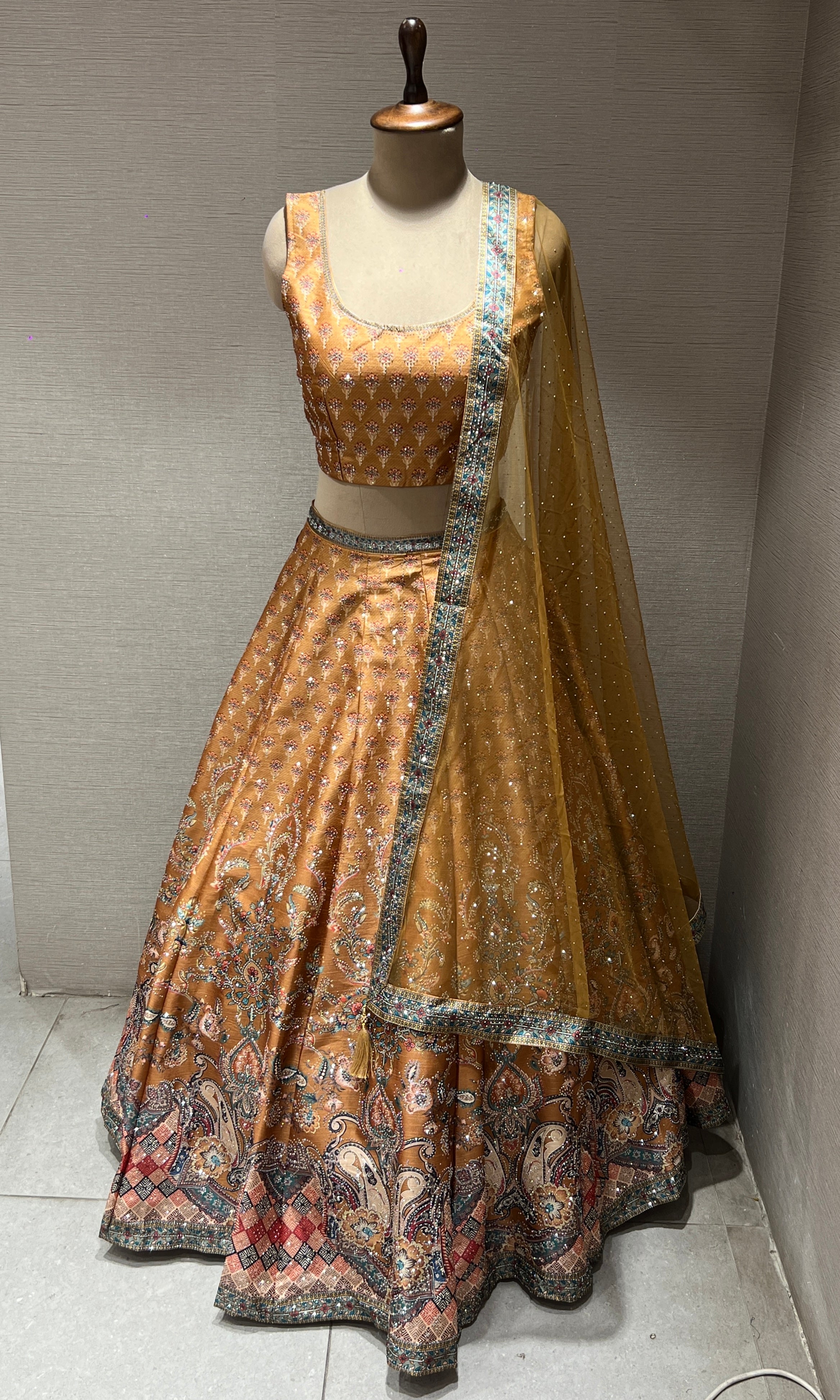 Mustard Yellow Embroidery Lehenga