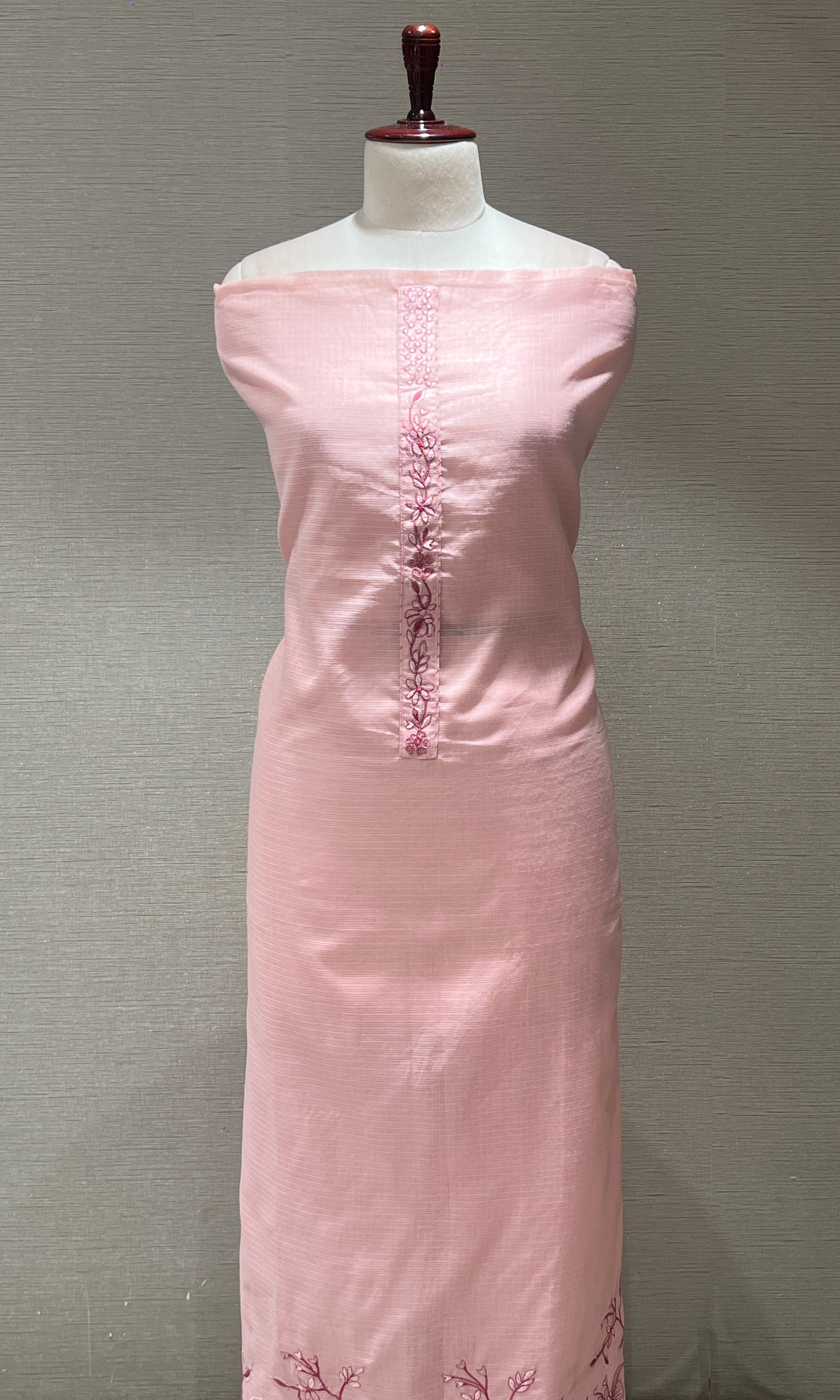 Elegant baby Pink Embroidered dress material