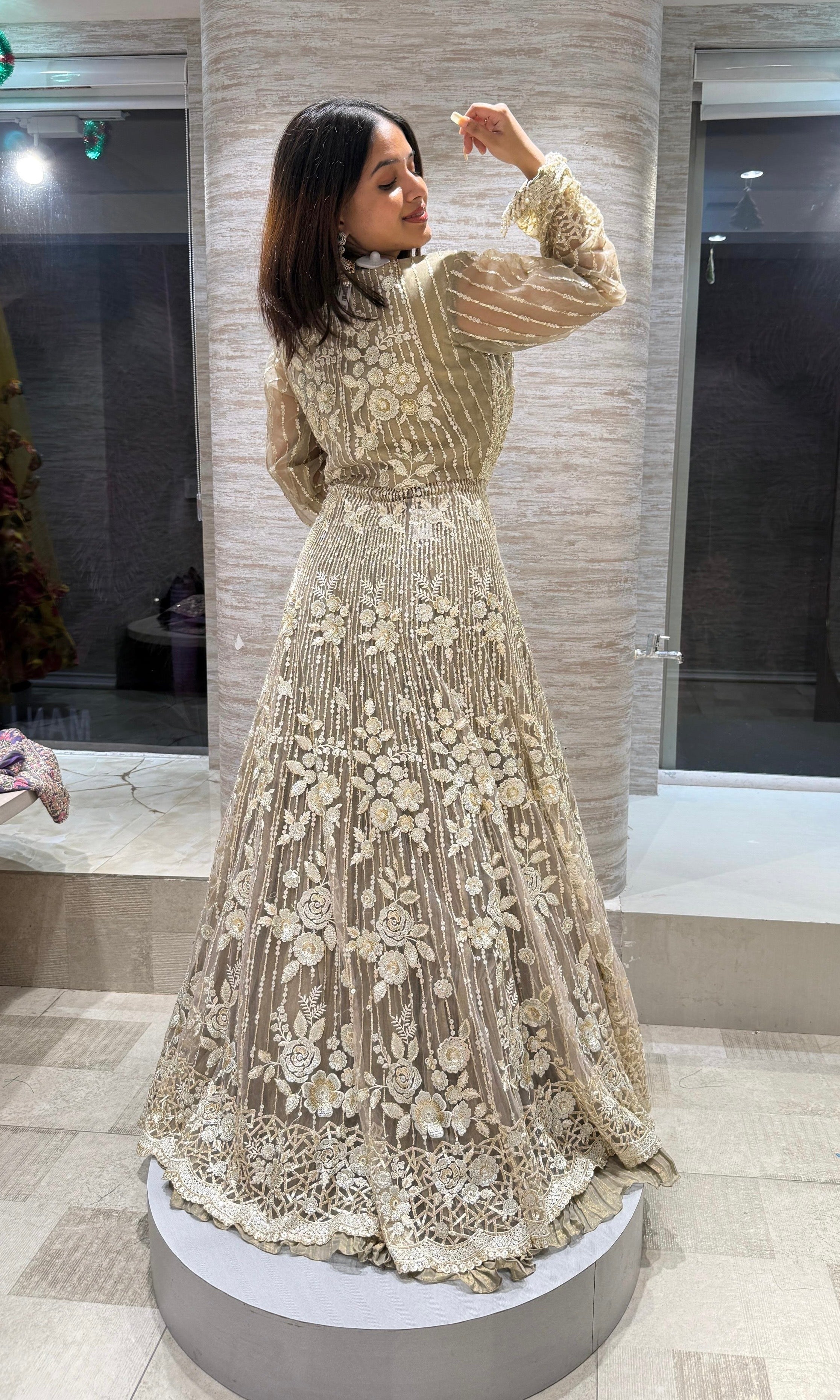 Golden Cape CROP TOP Lehenga