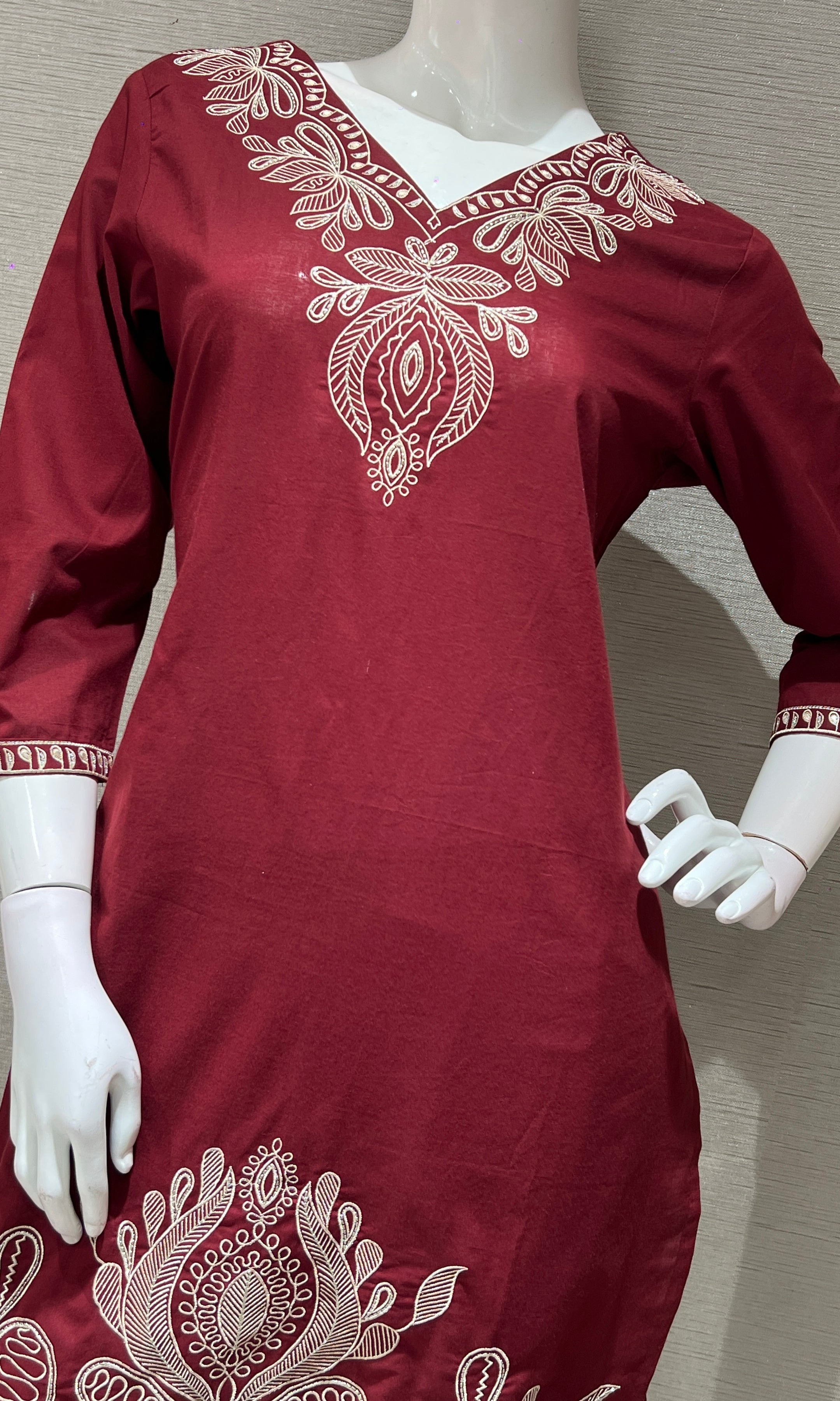 Maroon EMBROIDERED kurta set