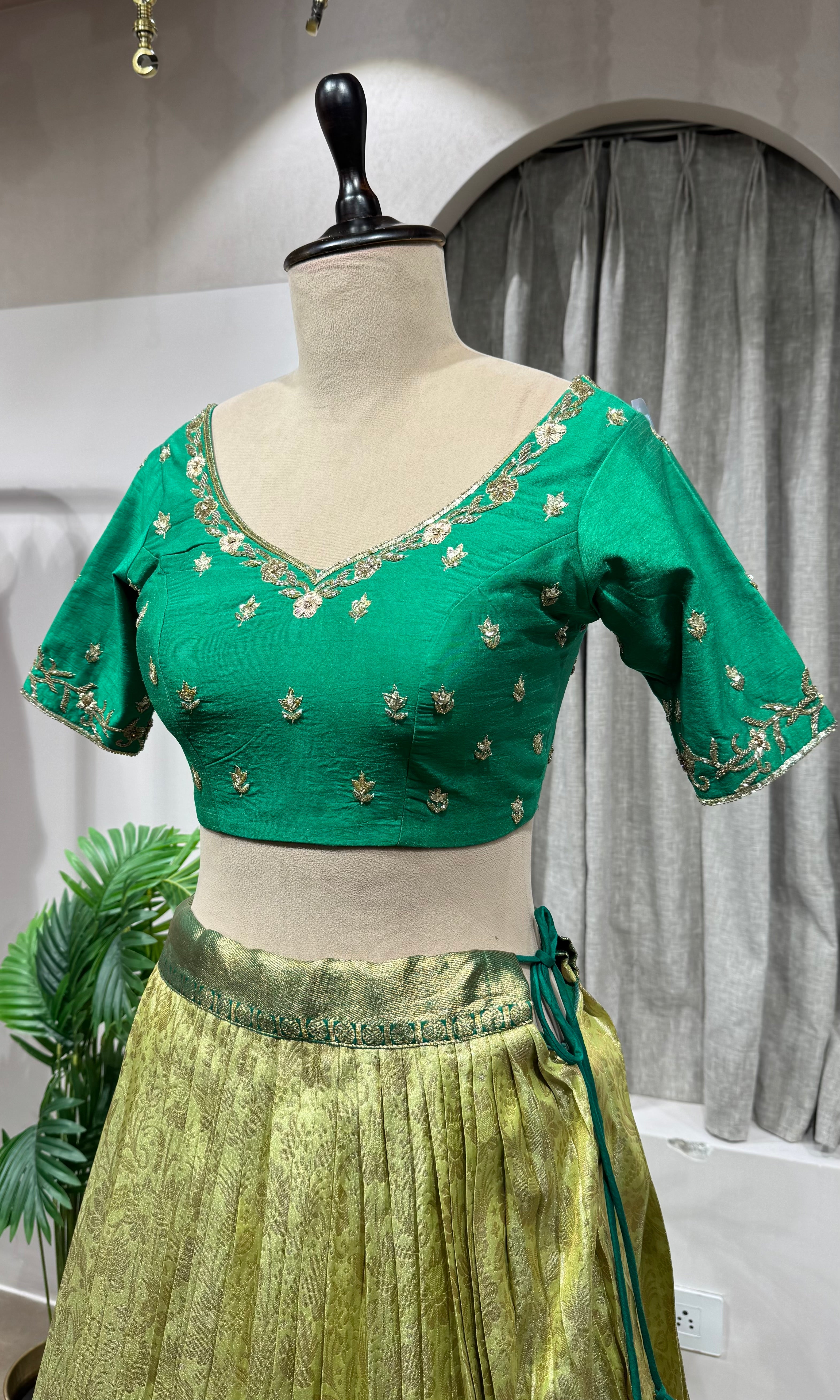 GREEN KANJIVARAM PATTU LEHENGA