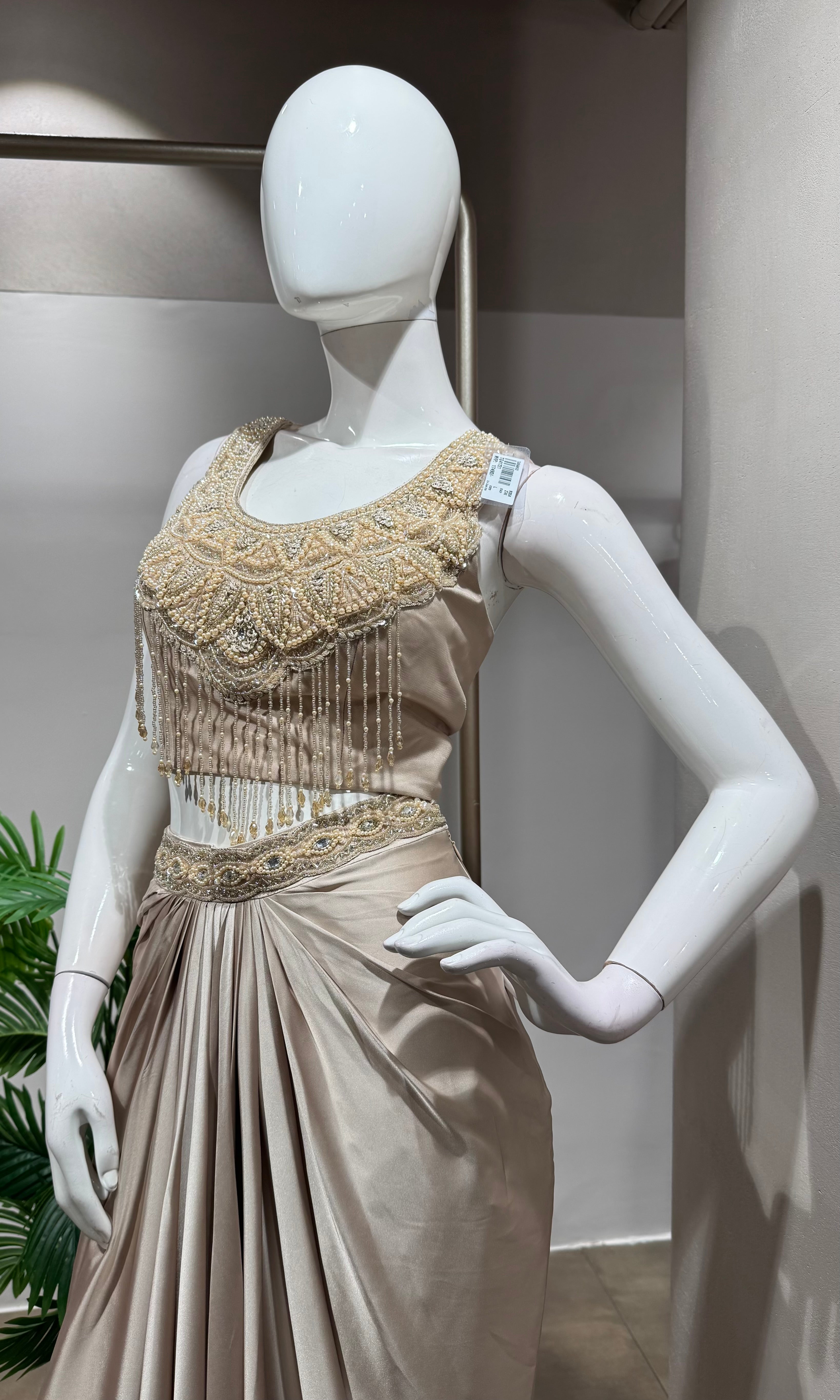 BEAGH DRAPED SKIRT WITH EMBROIDERED BLOUSE