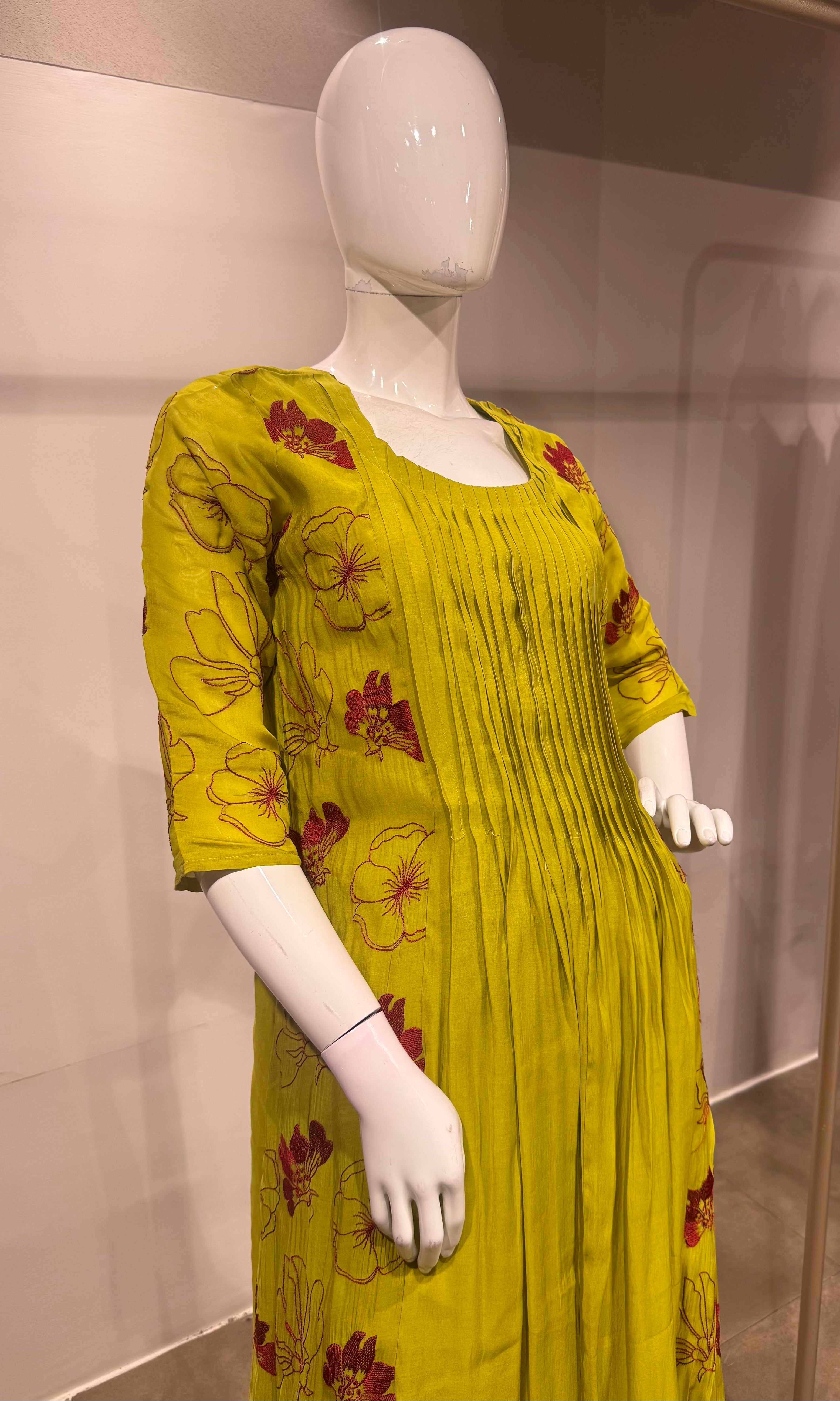 Lime Green Embroidered Kurta Suit Set