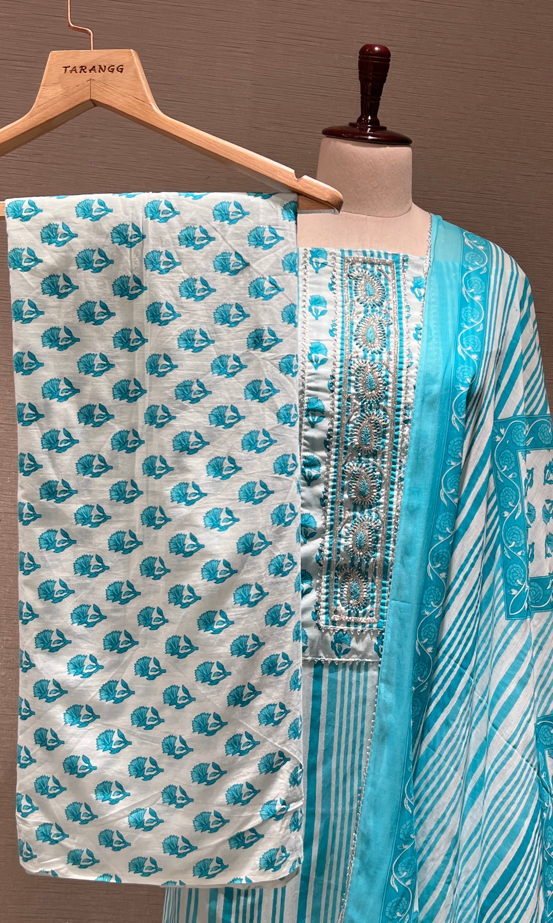 Sea blue dress material