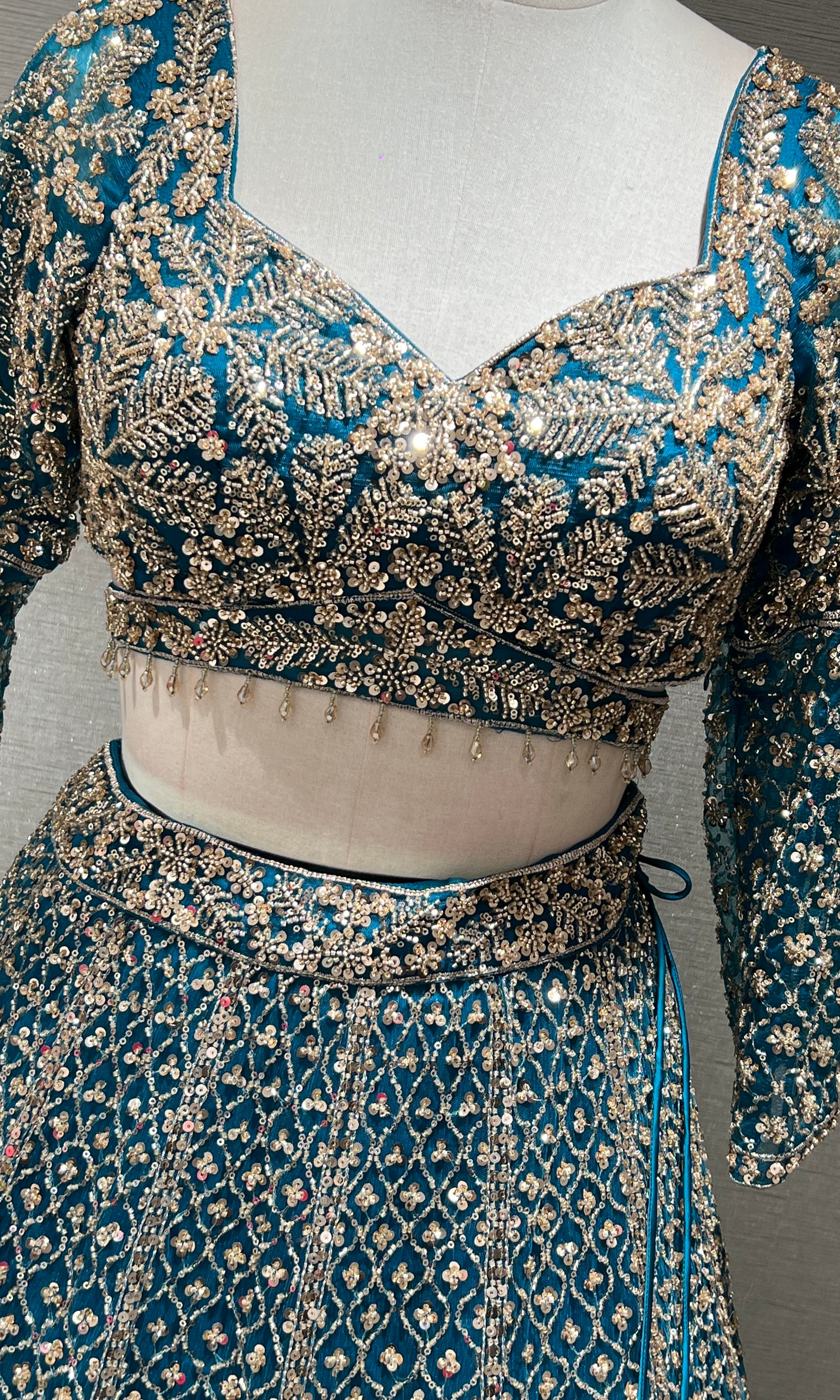 Blue GOLDEN INTRICATE EMBROIDERED LEHENGA