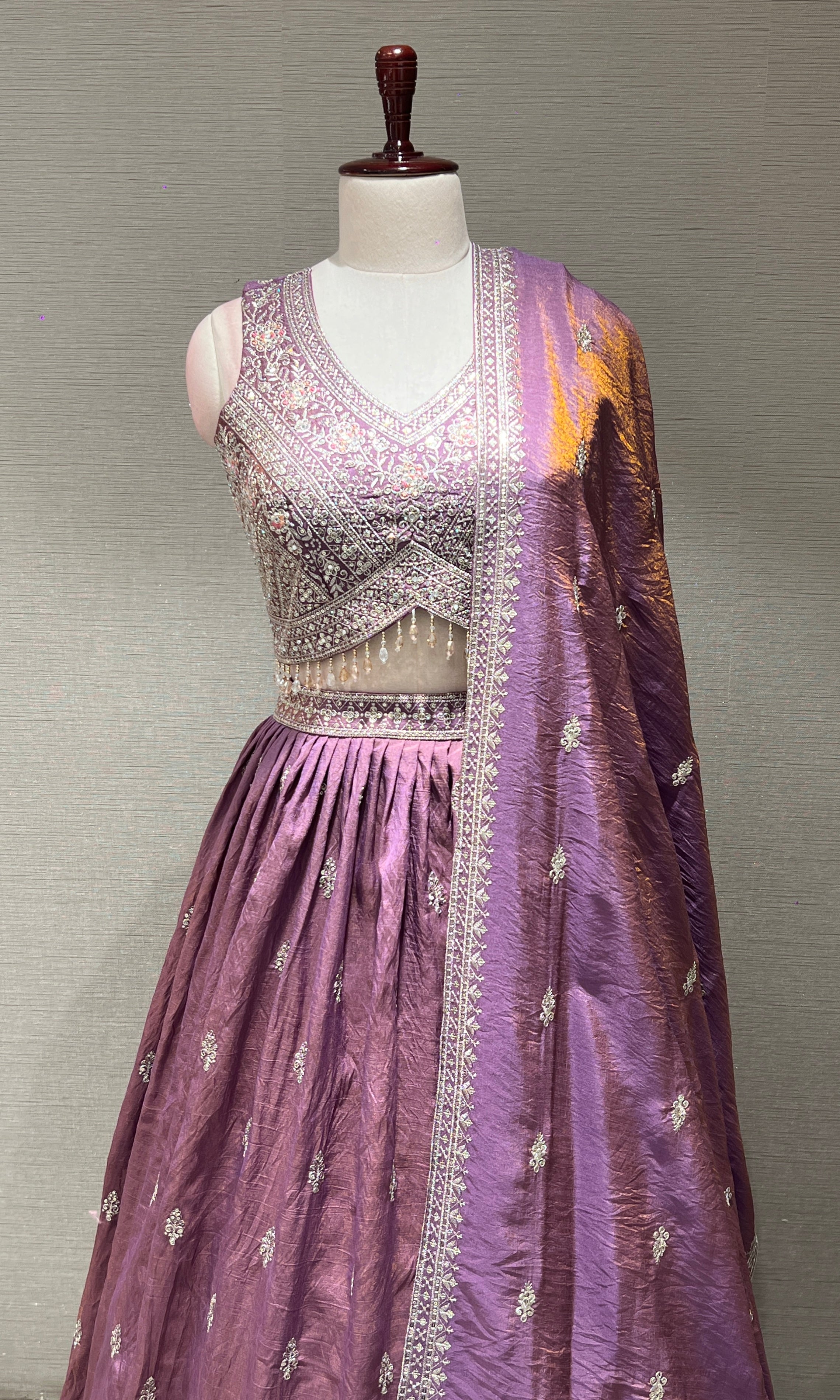 Light Purple Embroidered Sequinned Lehenga