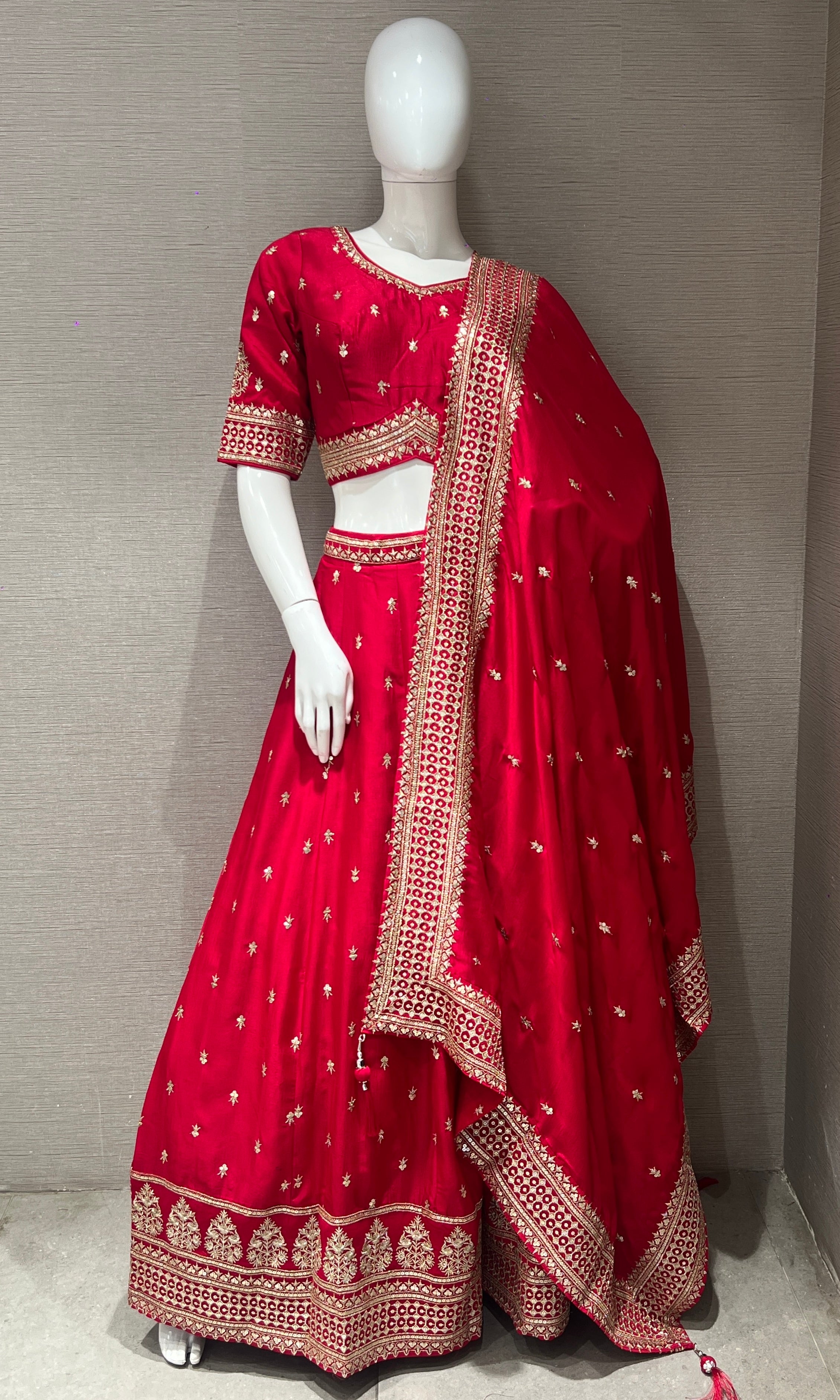 Pink croptop Lehenga