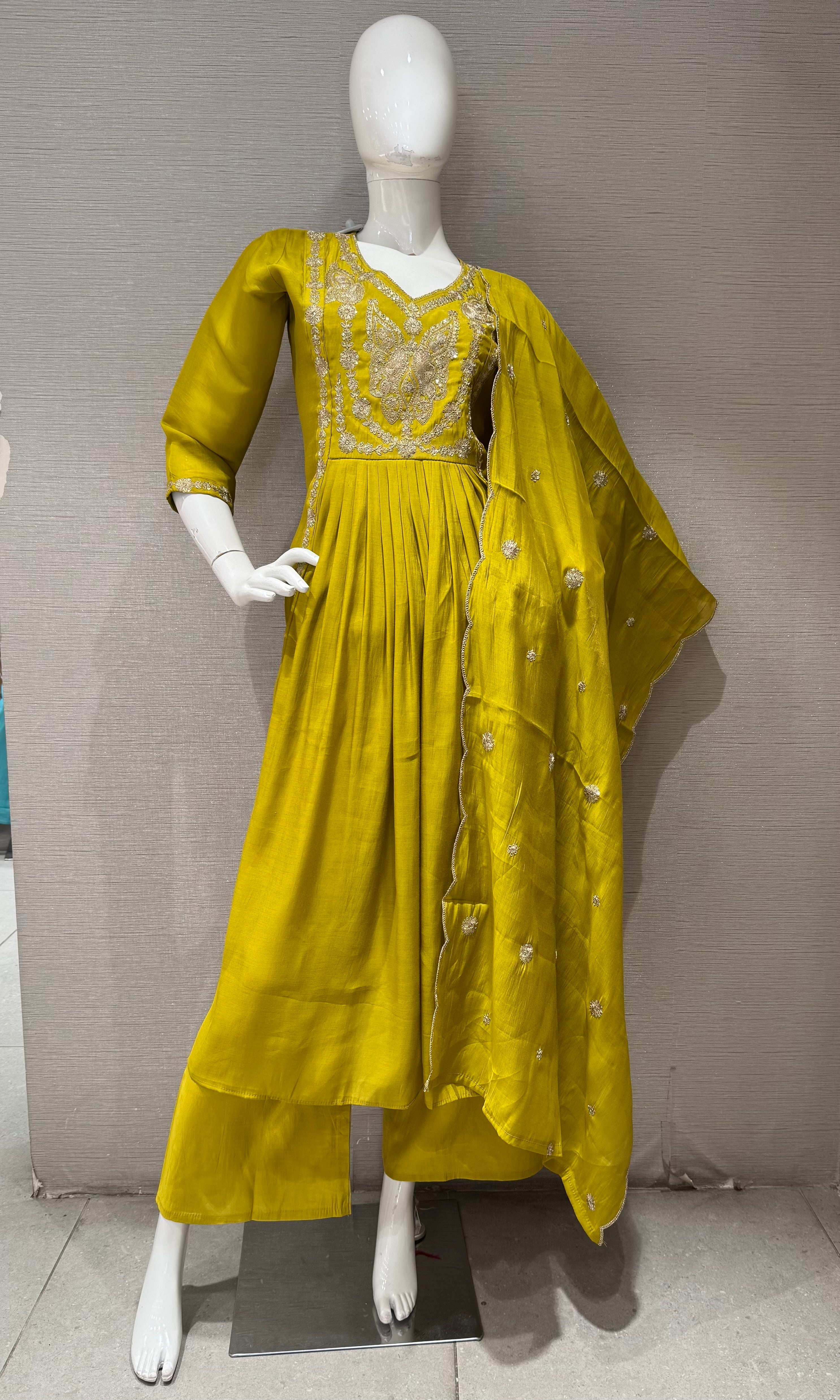 Green Embroidered Anarkali Kurta Set with Dupatta