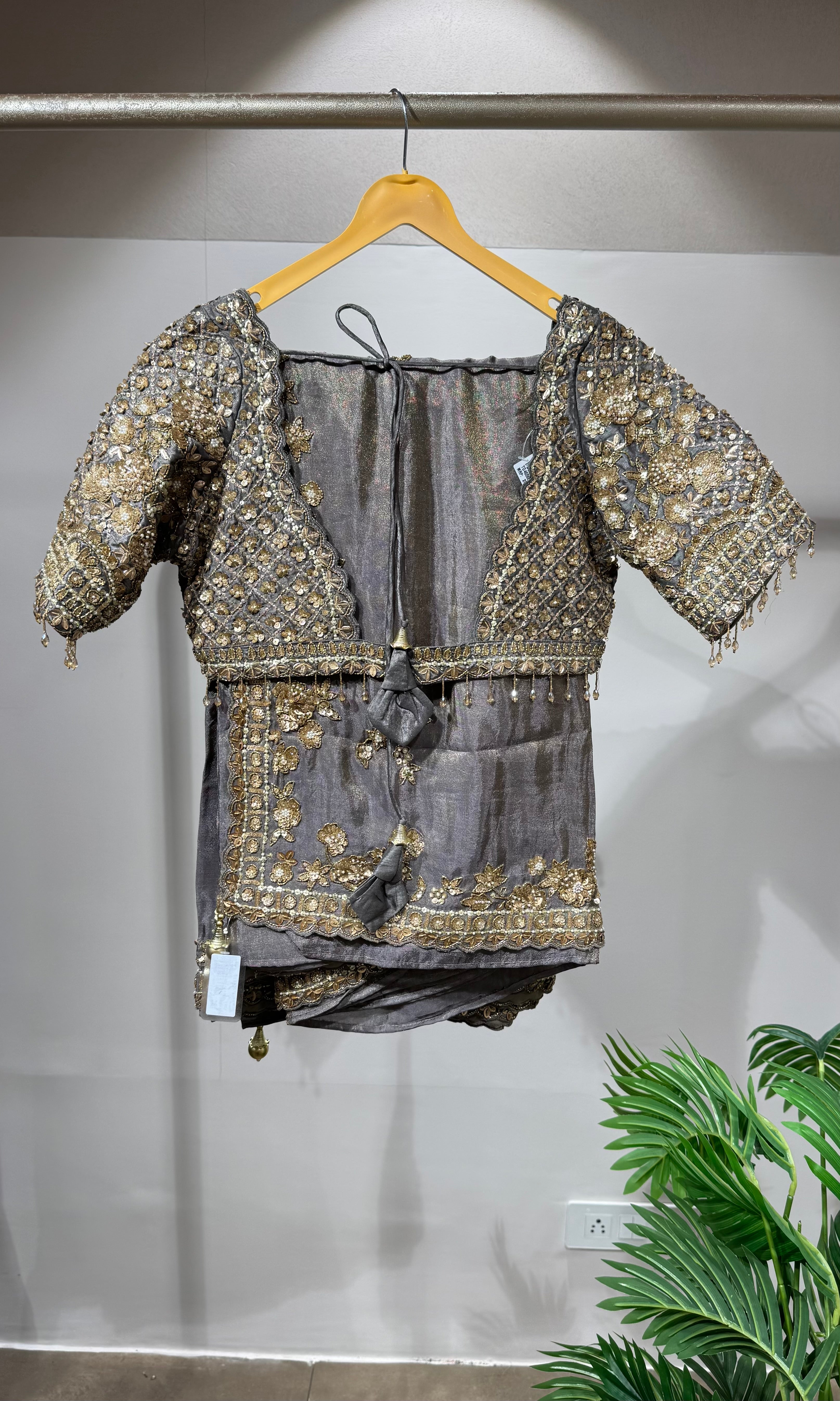 Grey Cutdana Embroidered Designer SAREE
