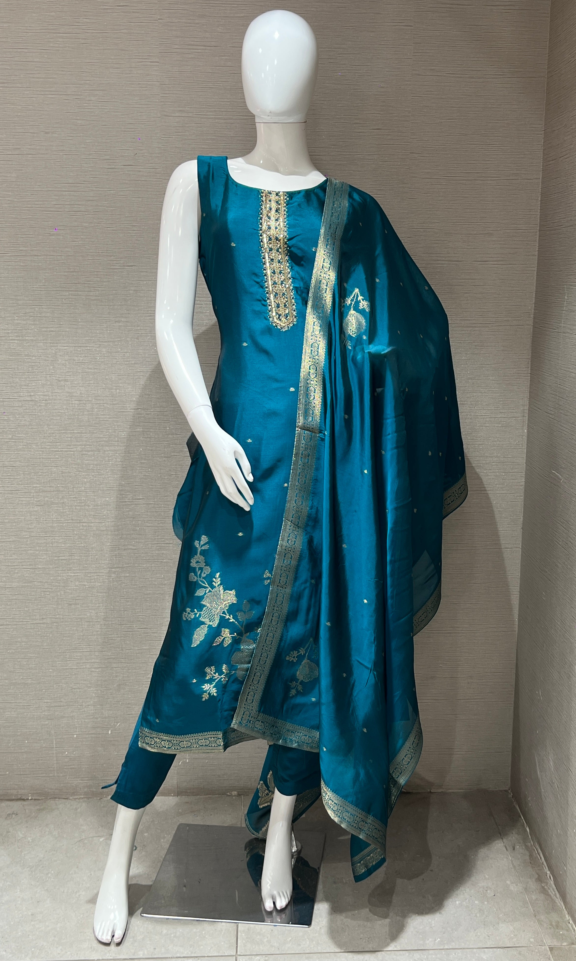 peacock Blue kurta set