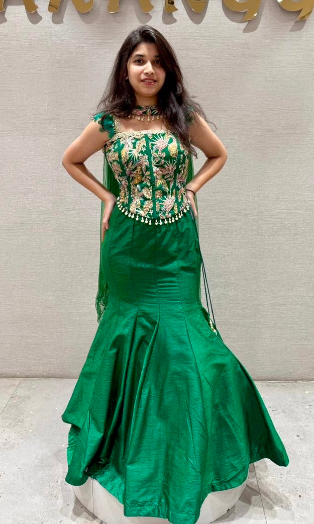 Emerald GREEN Empress Mermaid Lehenga