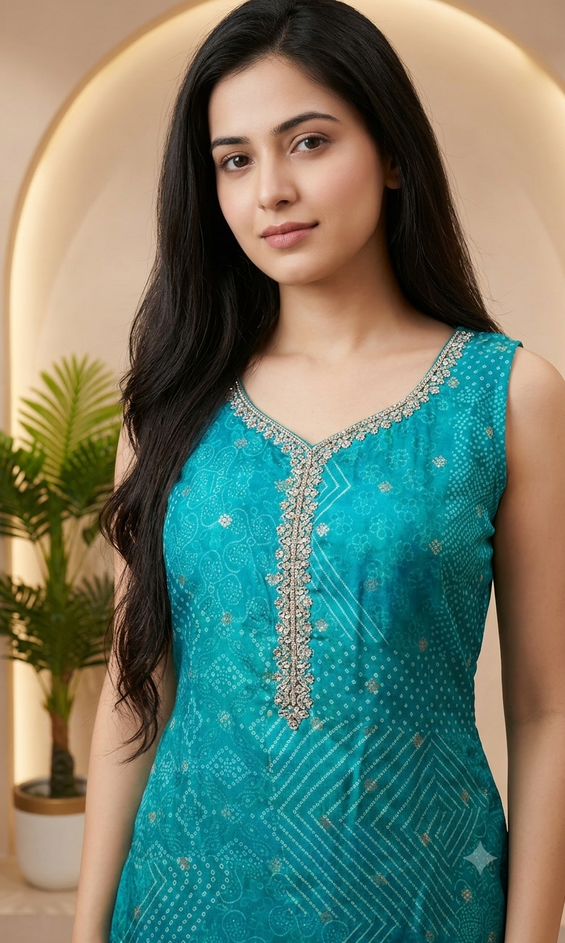 RAMA Bandhani print silk kurta set
