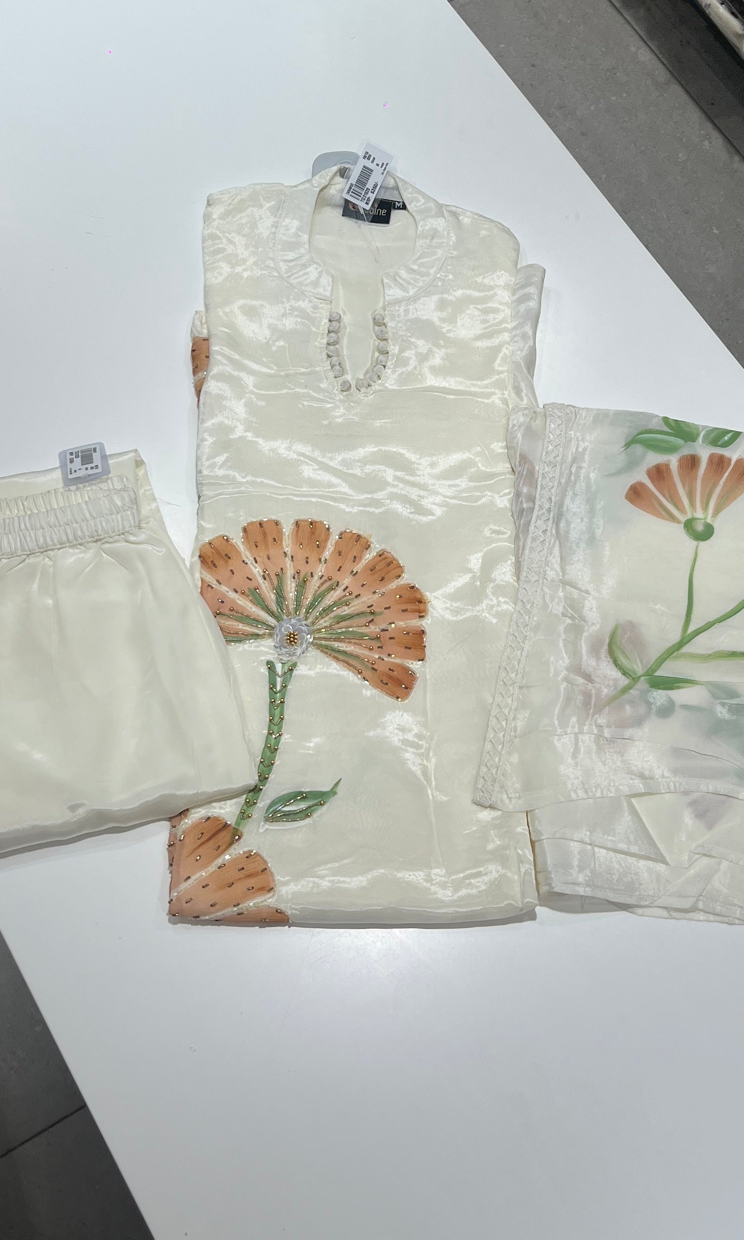 Cream Floral Motif KURTA SET