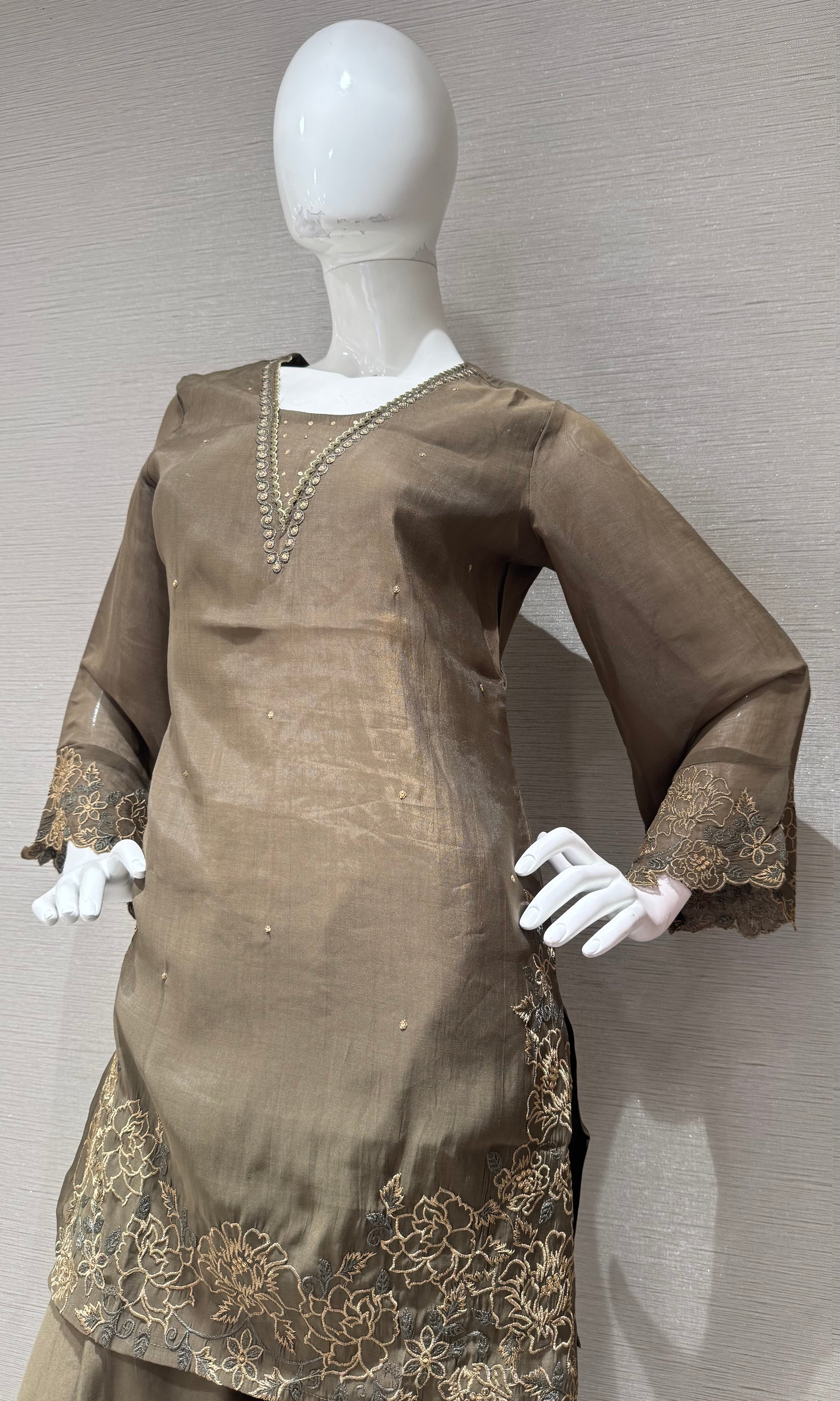 Mehendi Green floral farsi salwar kurta set