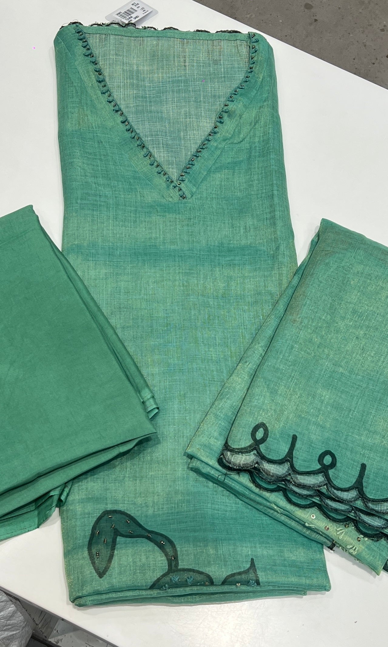 Green dress material