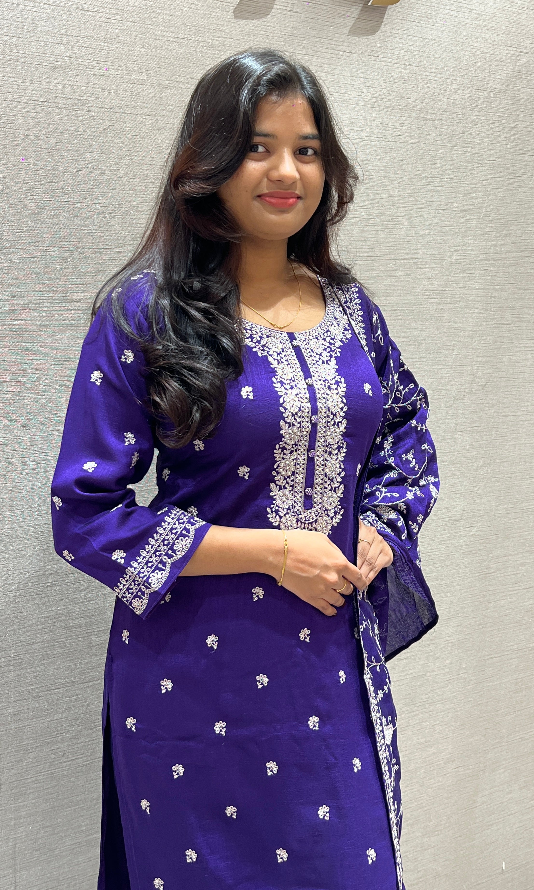 Royal Purple Embroidered kurta set