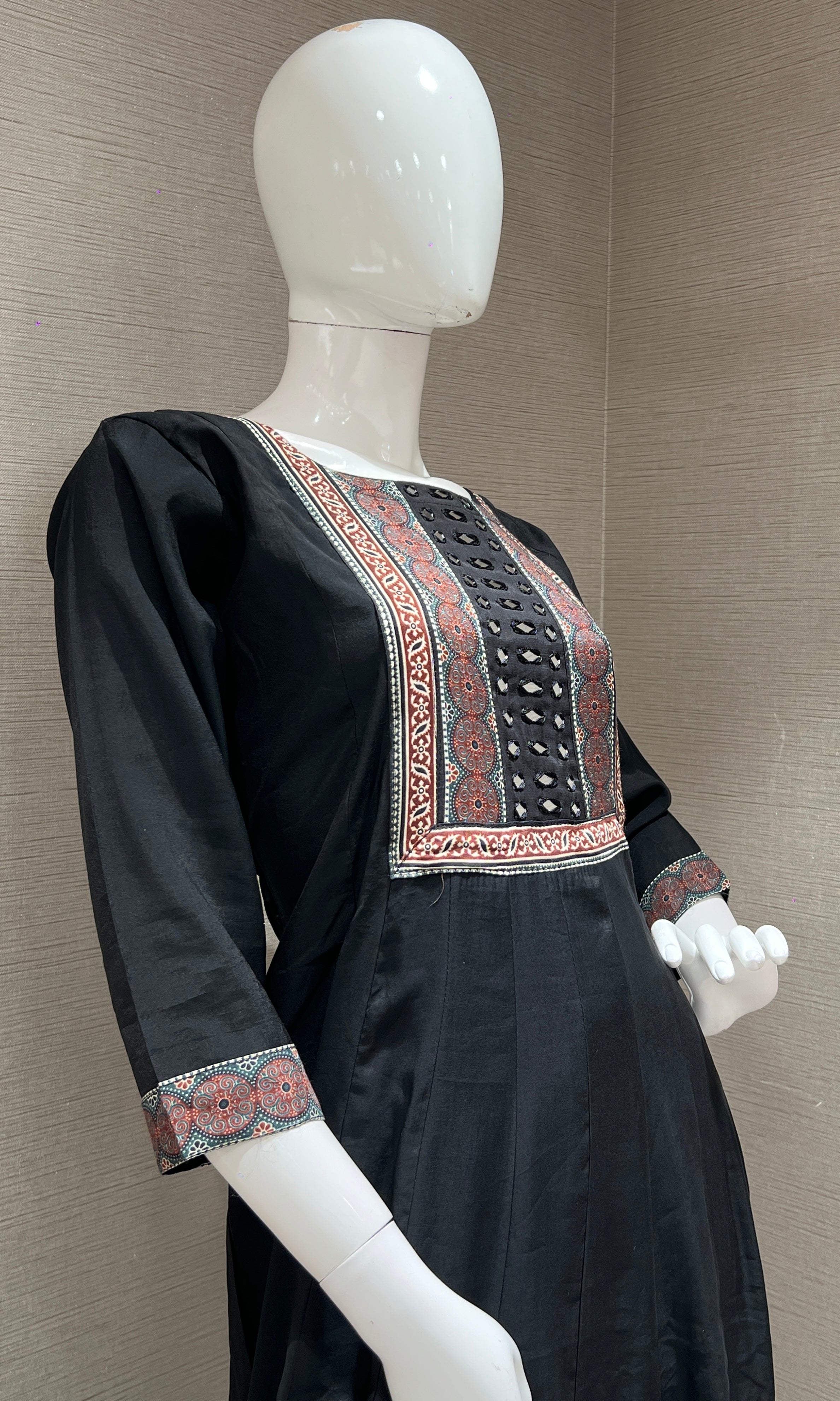 Black Kurta Set with Printed Dupatta