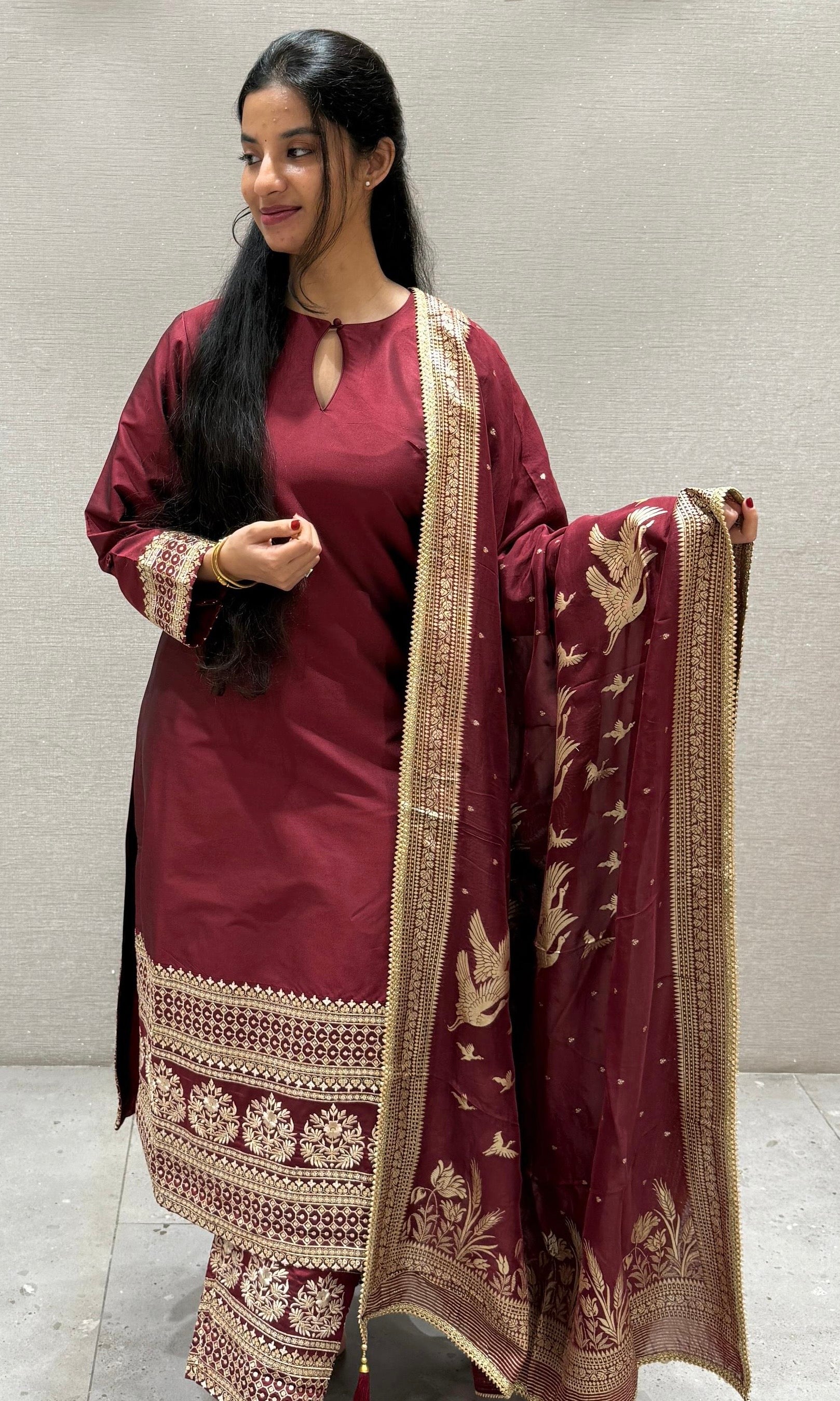 Maroon sabyasachi inspired kurta set