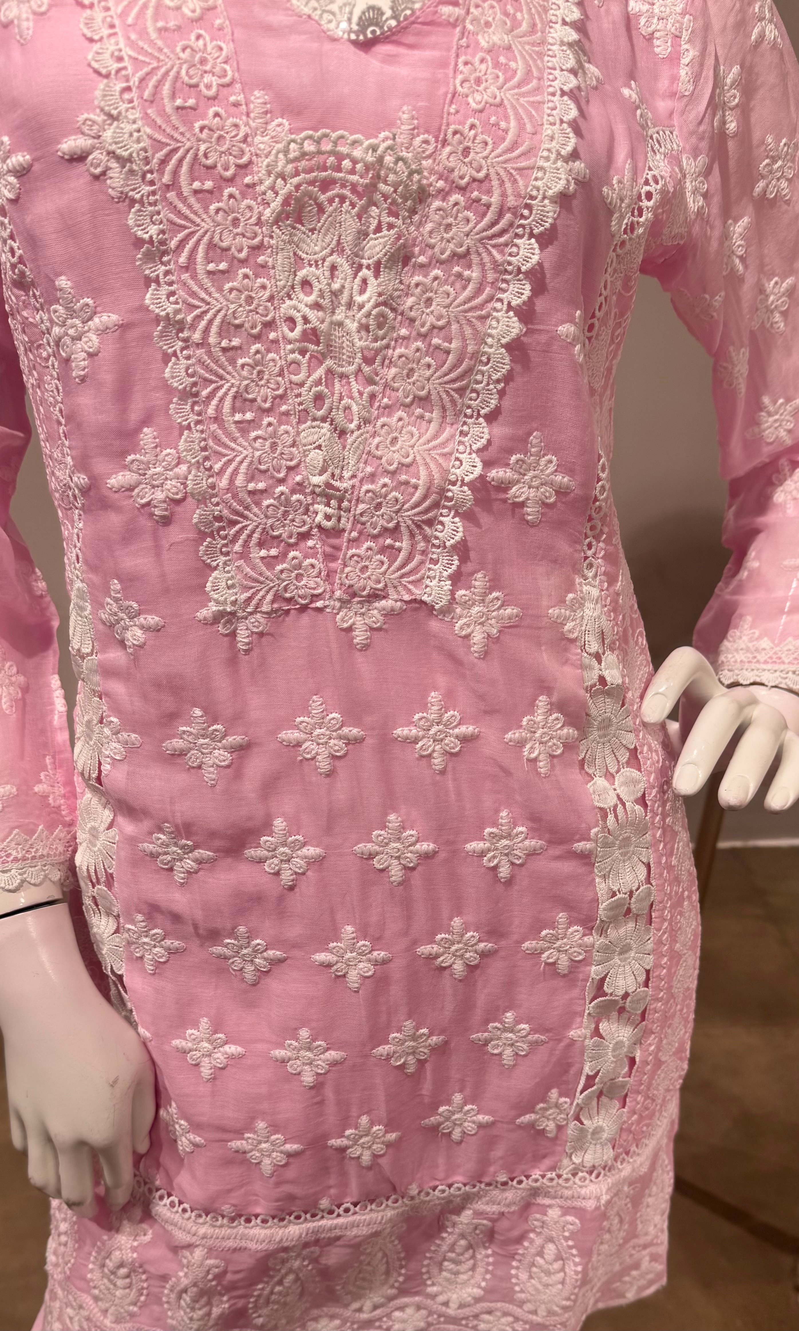 Light Pink Embroidered Cotton Cord Set