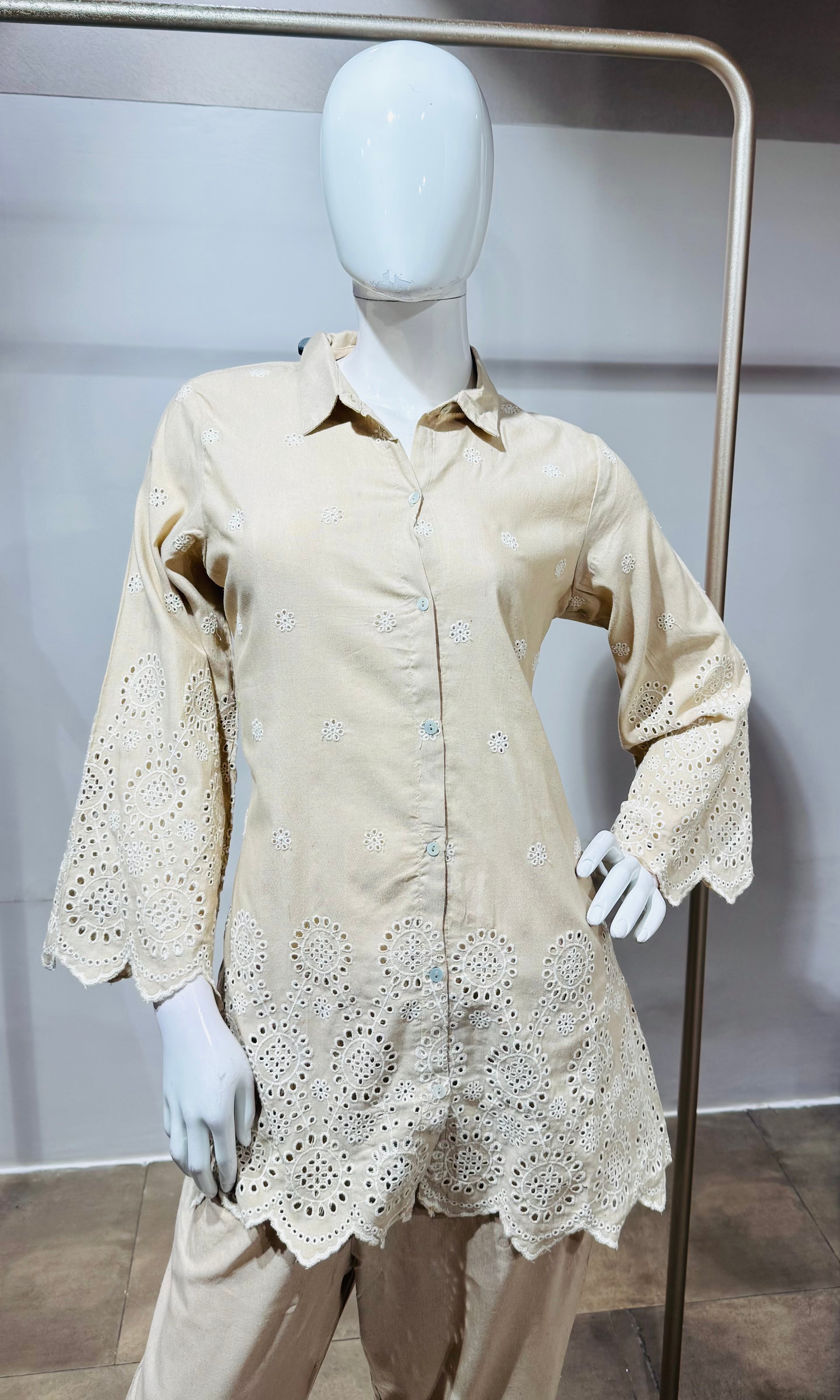Beage Schiffli Cotton Co-Ord Set