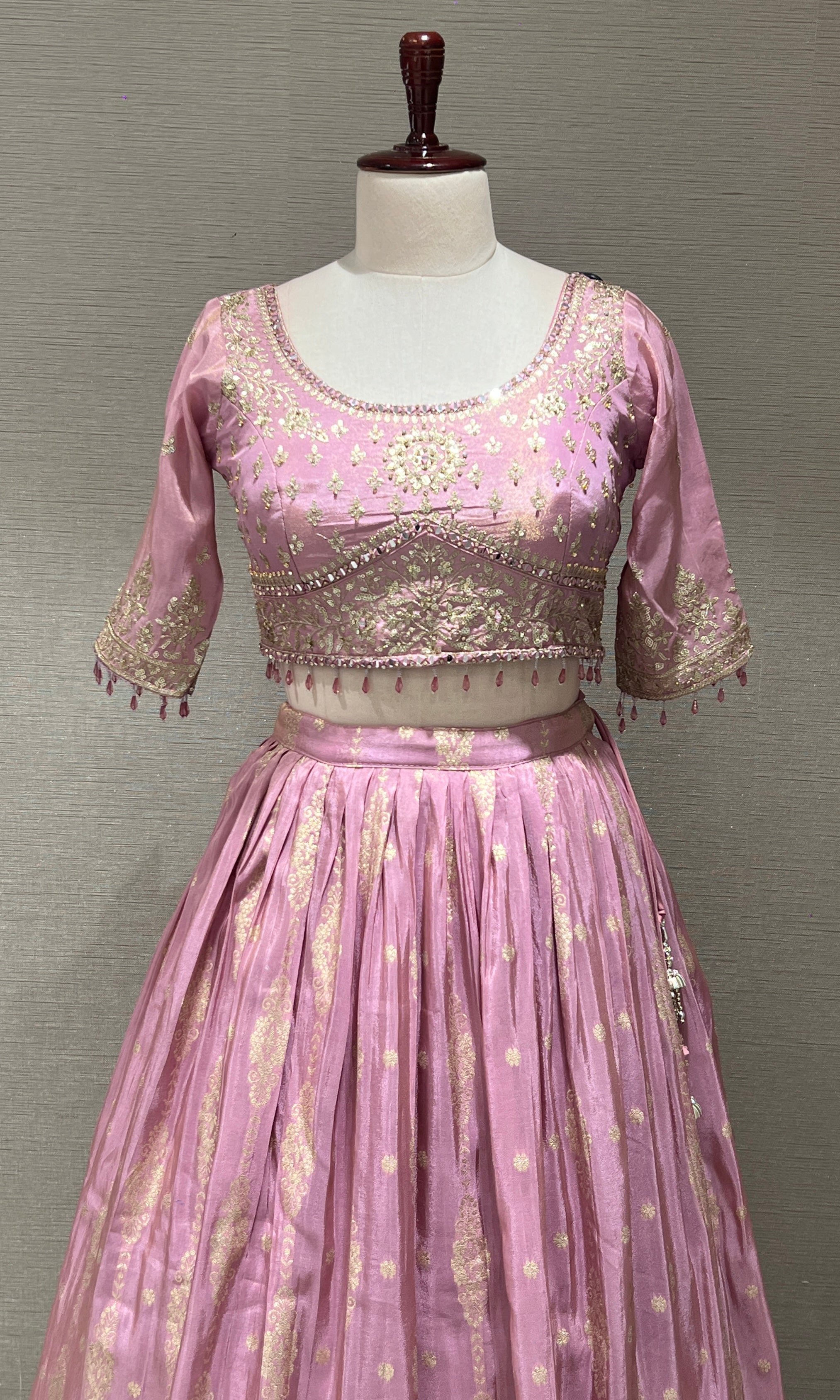 Blush Pink Lehenga with Golden embroidery