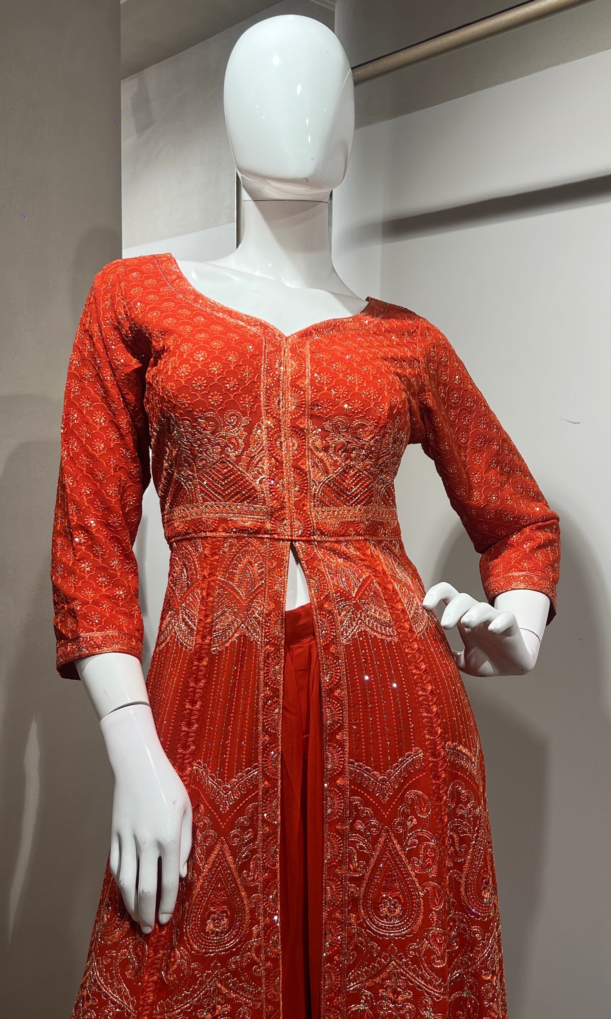 Orange FRONT SLIT ANARKALI SET