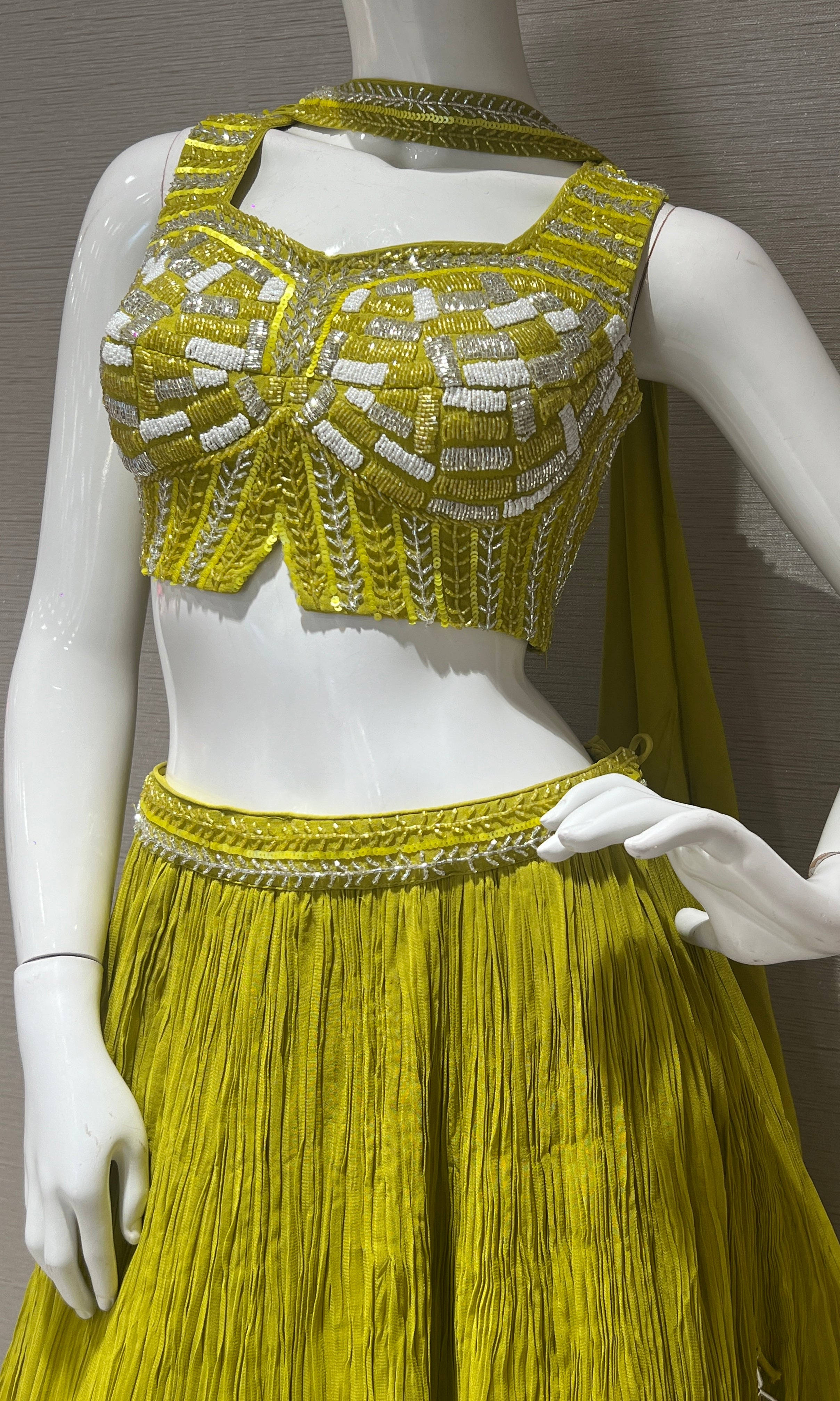 Mehendi green croptop Lehenga