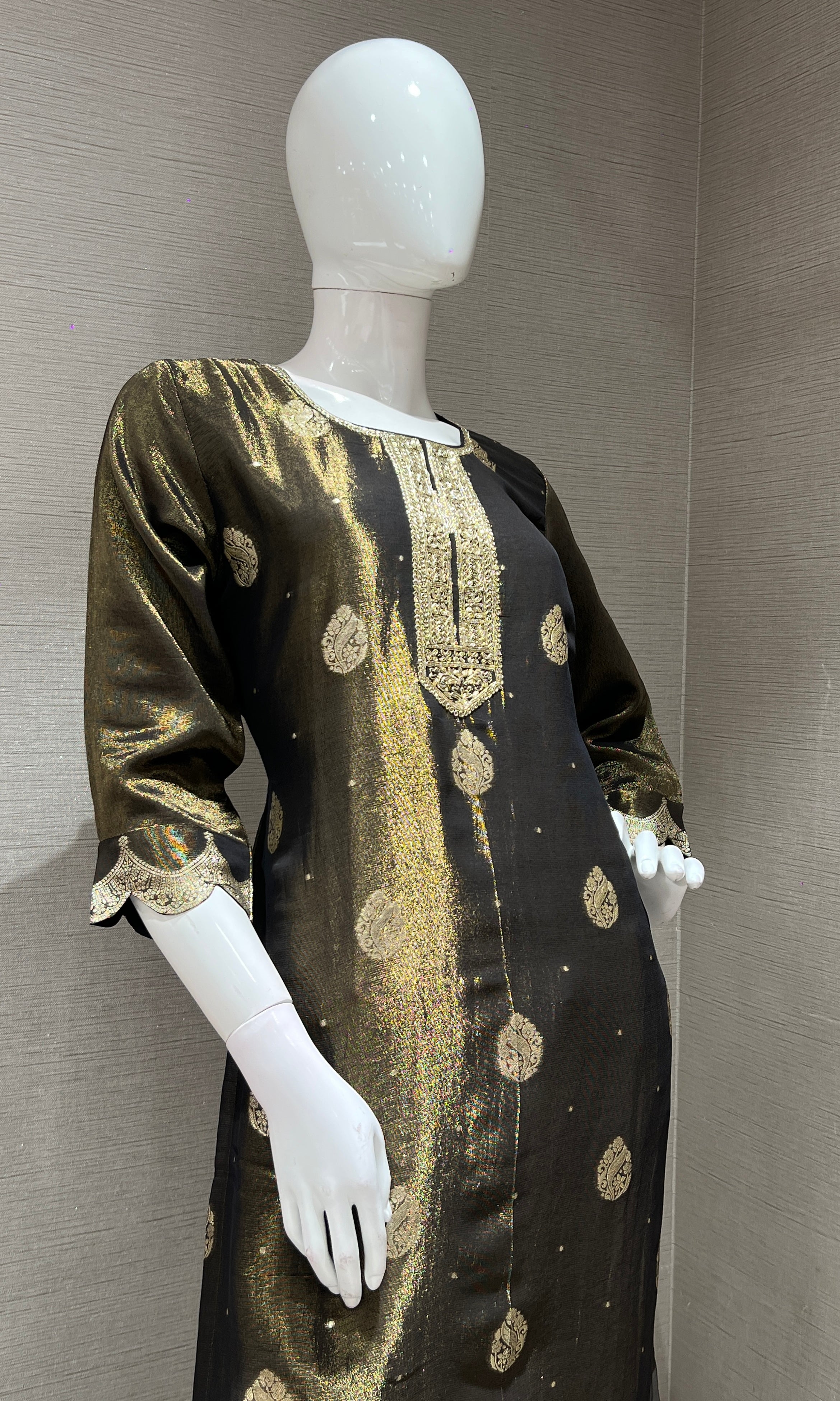 B golden kurta set with palazzo pants