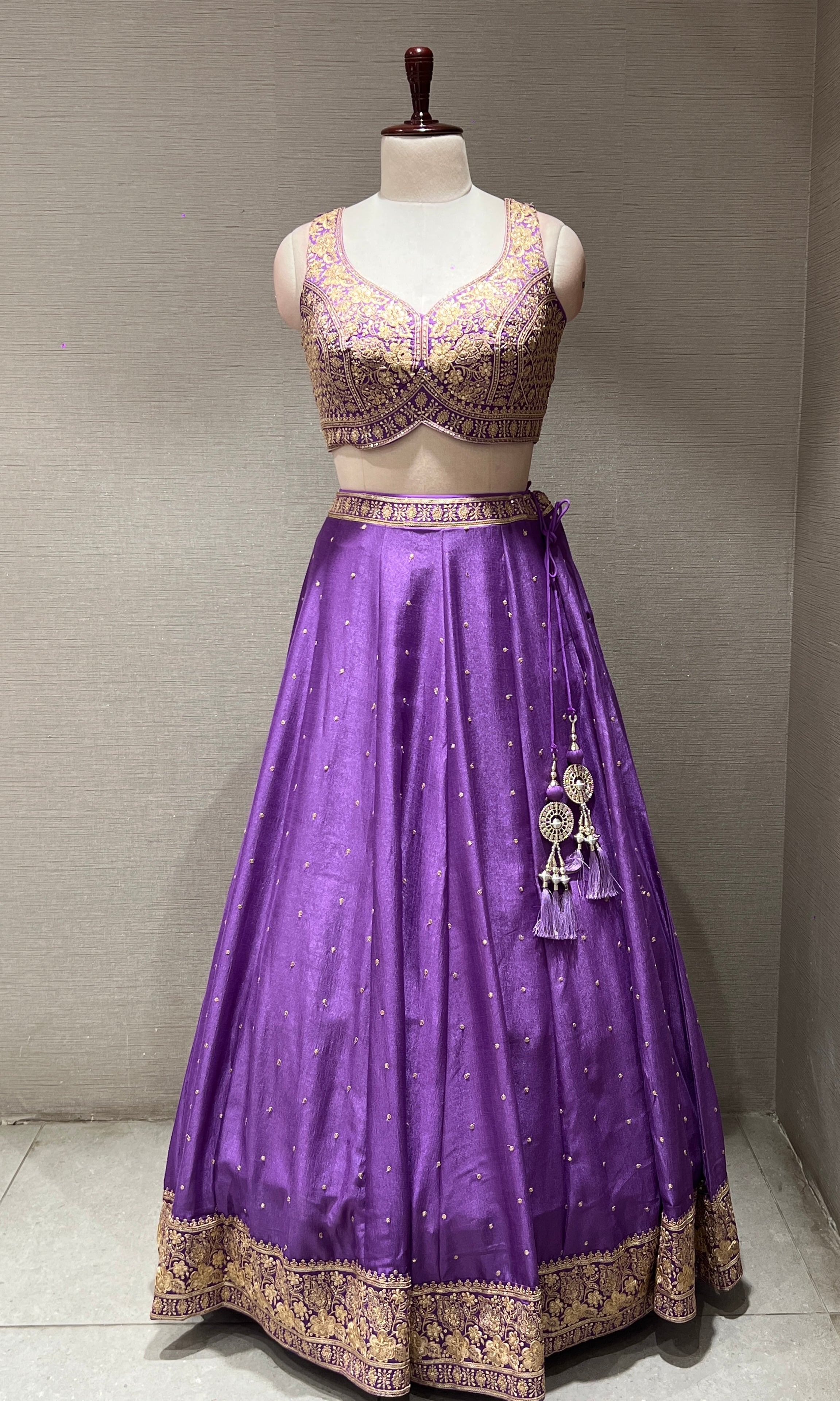 LIGHT Purple Chanderi Silk Embroidered Lehenga Set