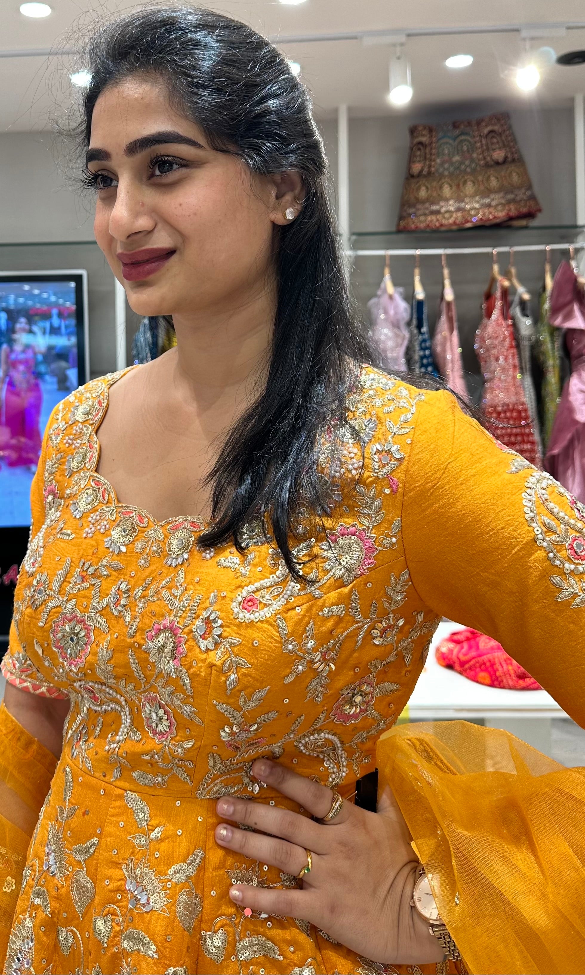Orange peplum and palazzo