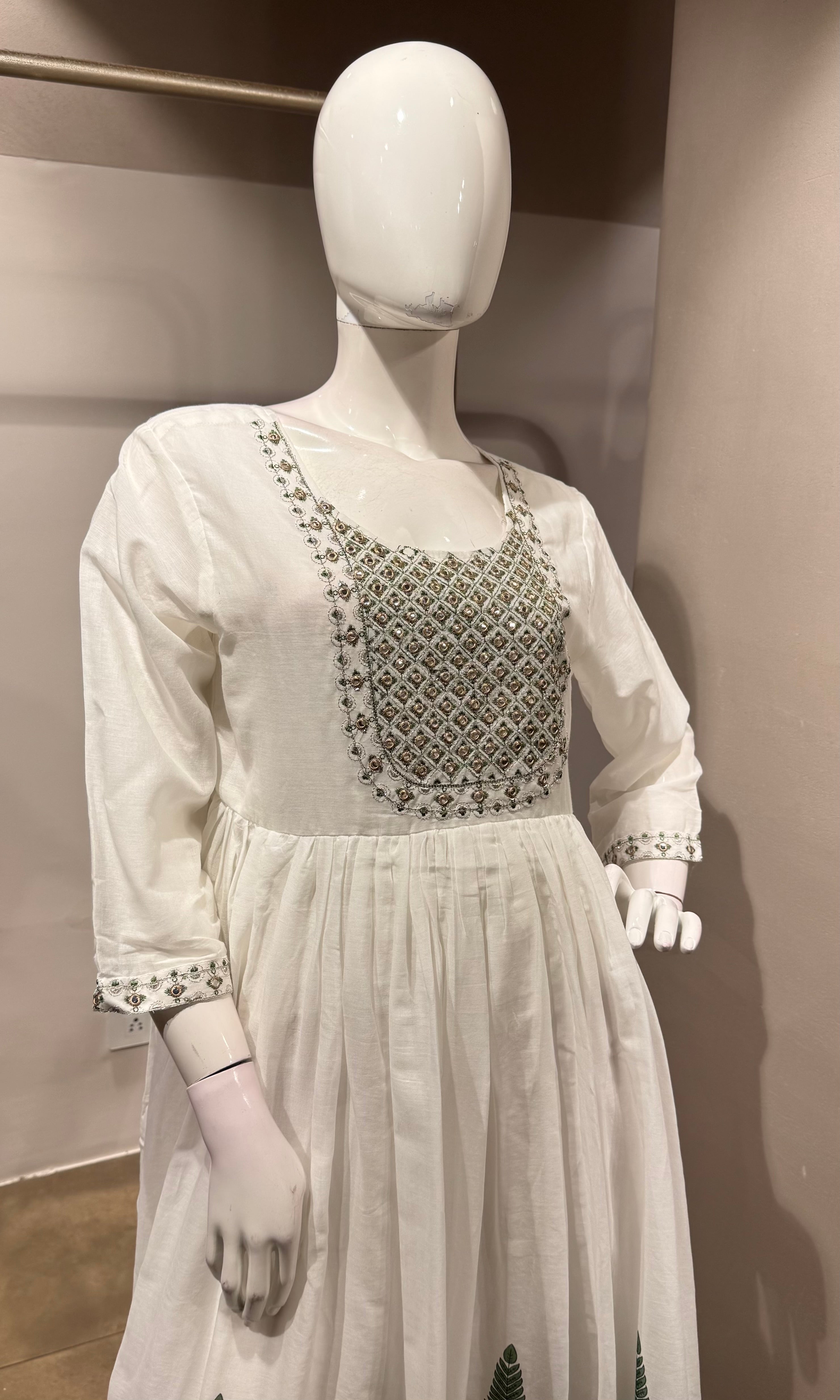 Green Floral Embroidered Kurta with Dupatta