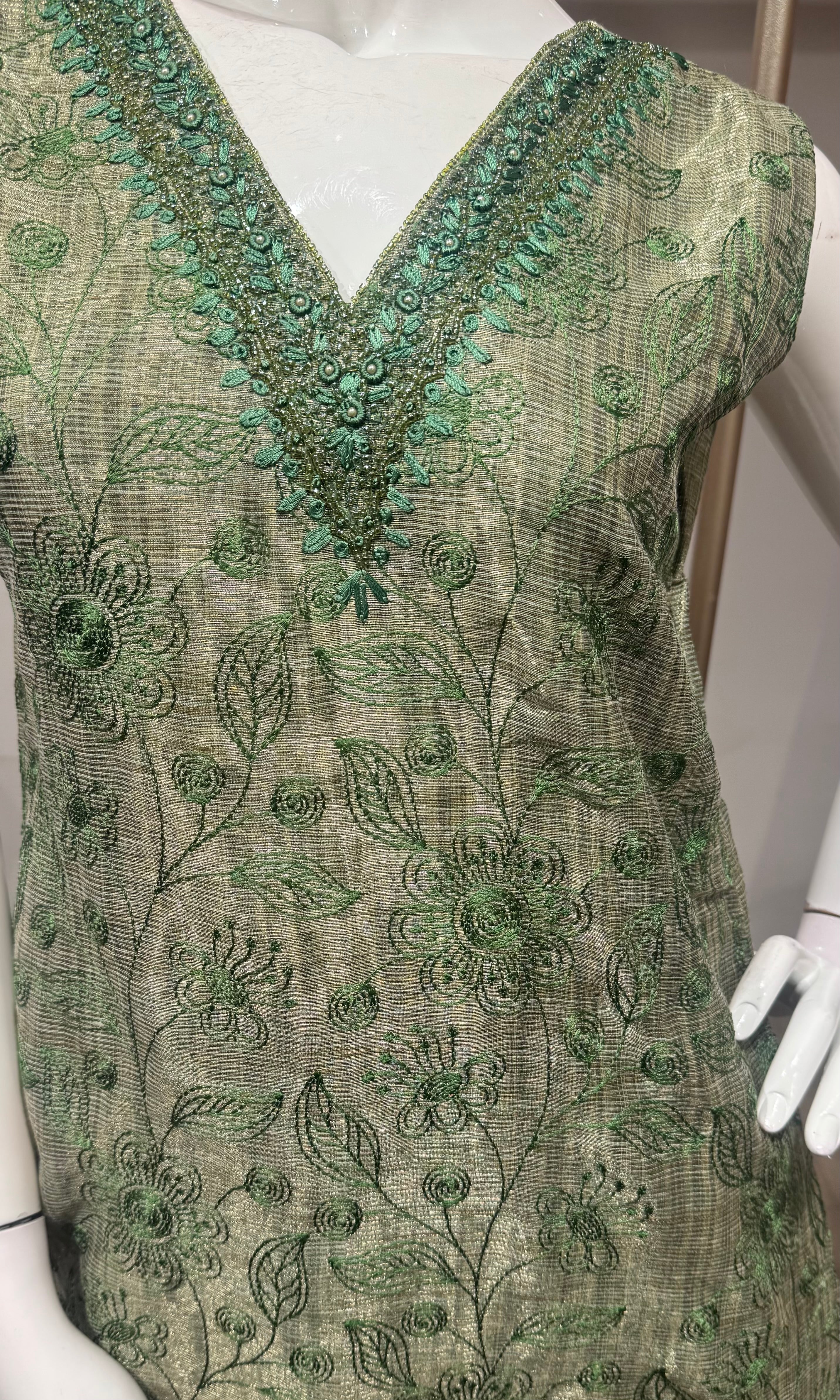 Green Embroidered Net Salwar Kurta set