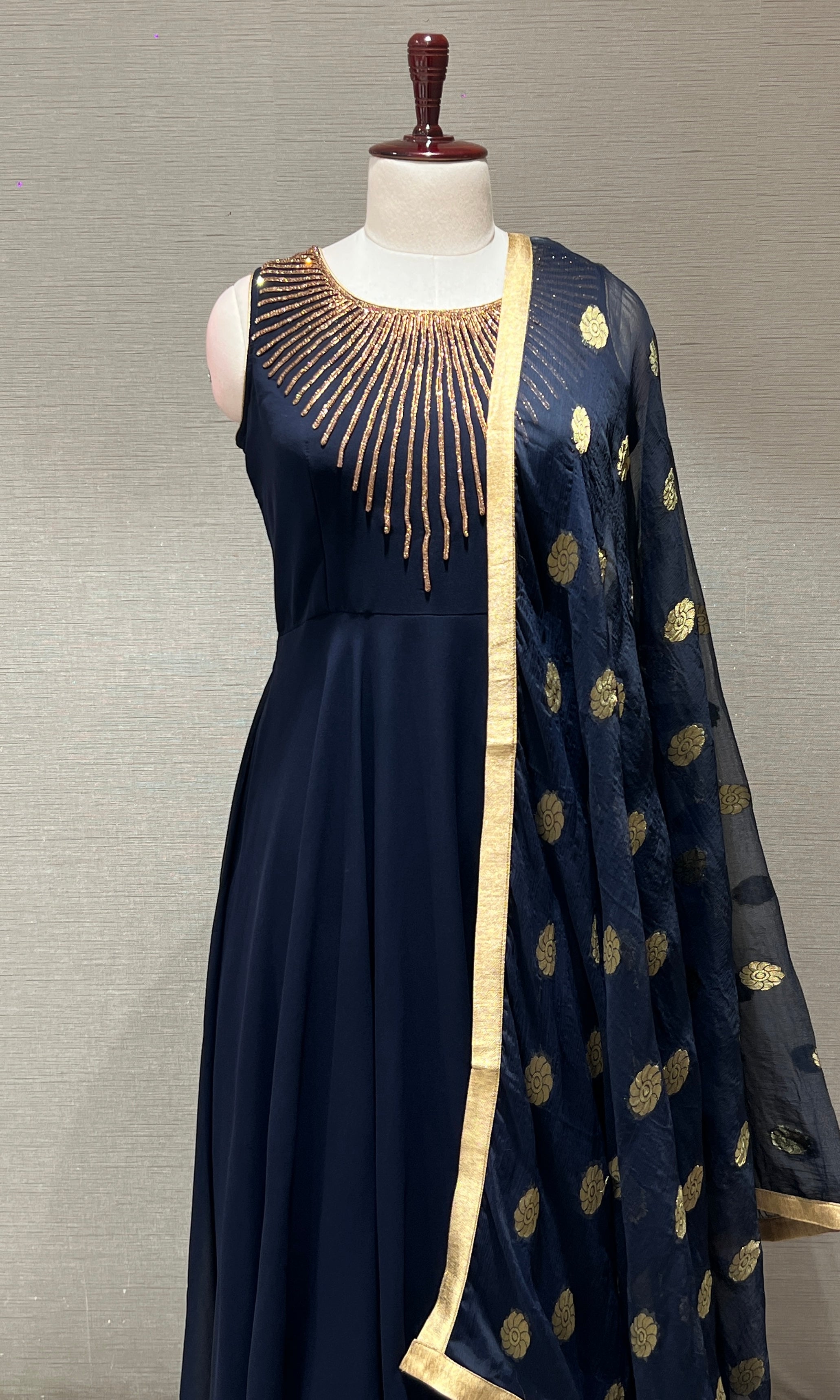 Navy blue Georgette blue long dress