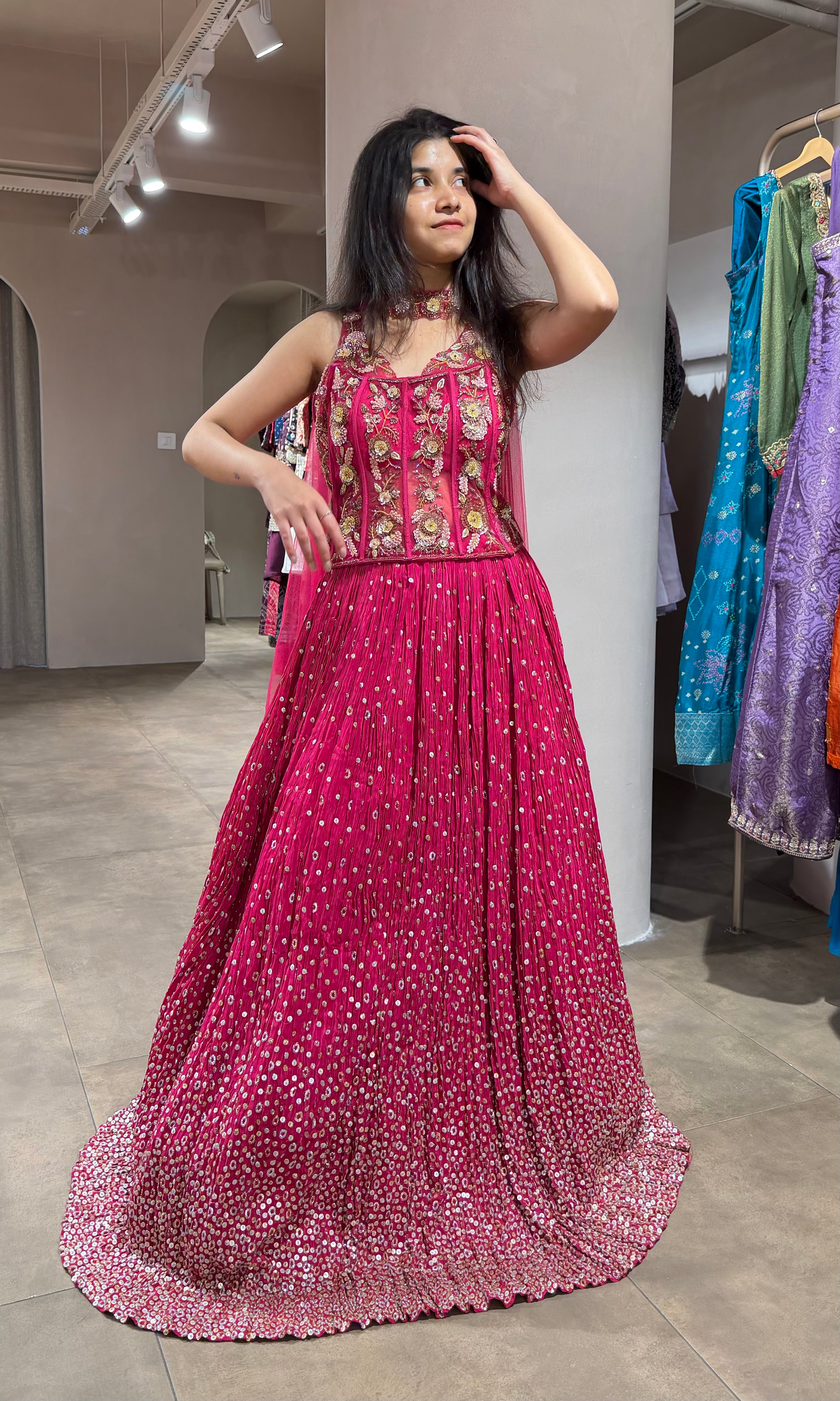 Pink EMBELLISHED LEHENGA