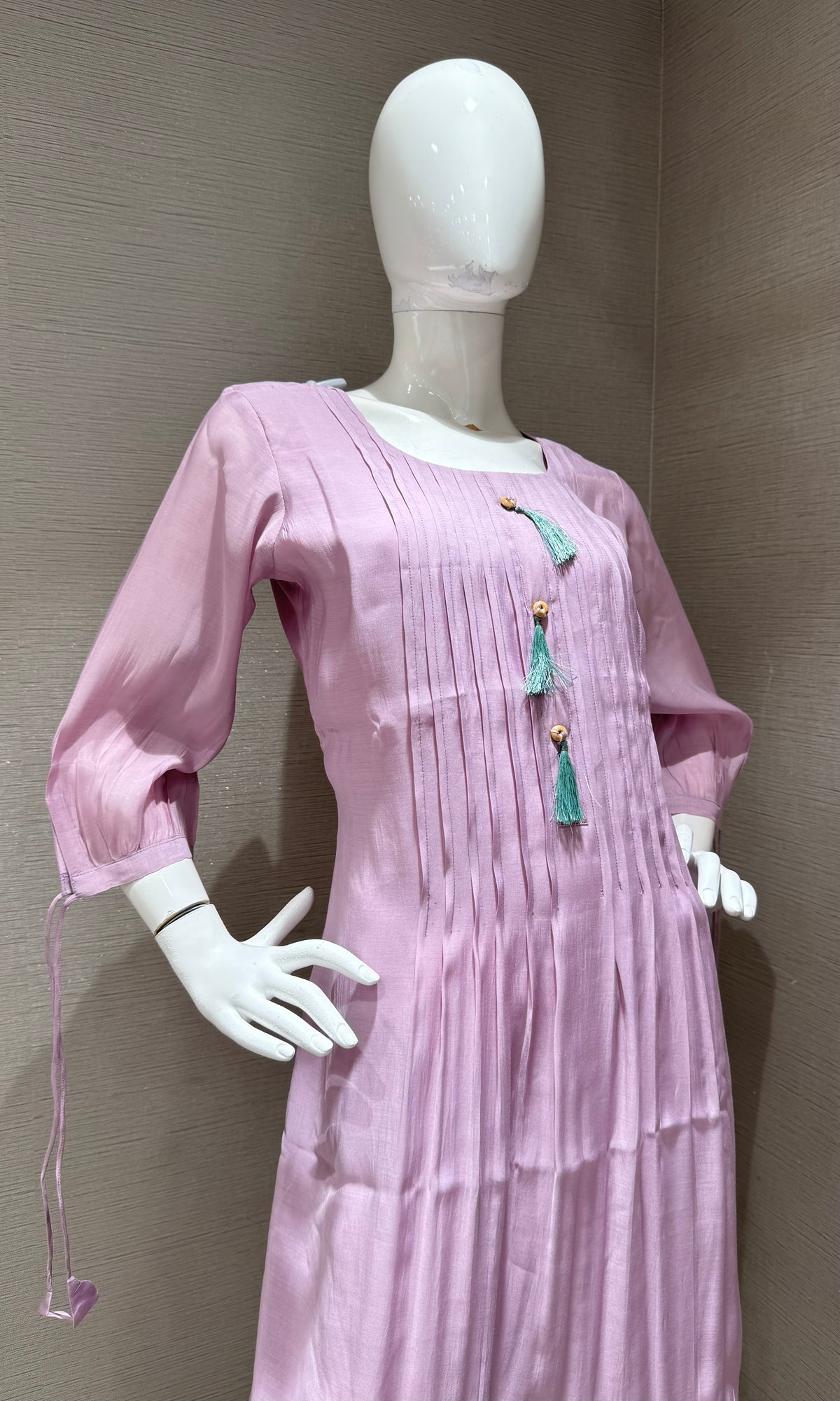 Lavander cotton Kurti top with blue Florals