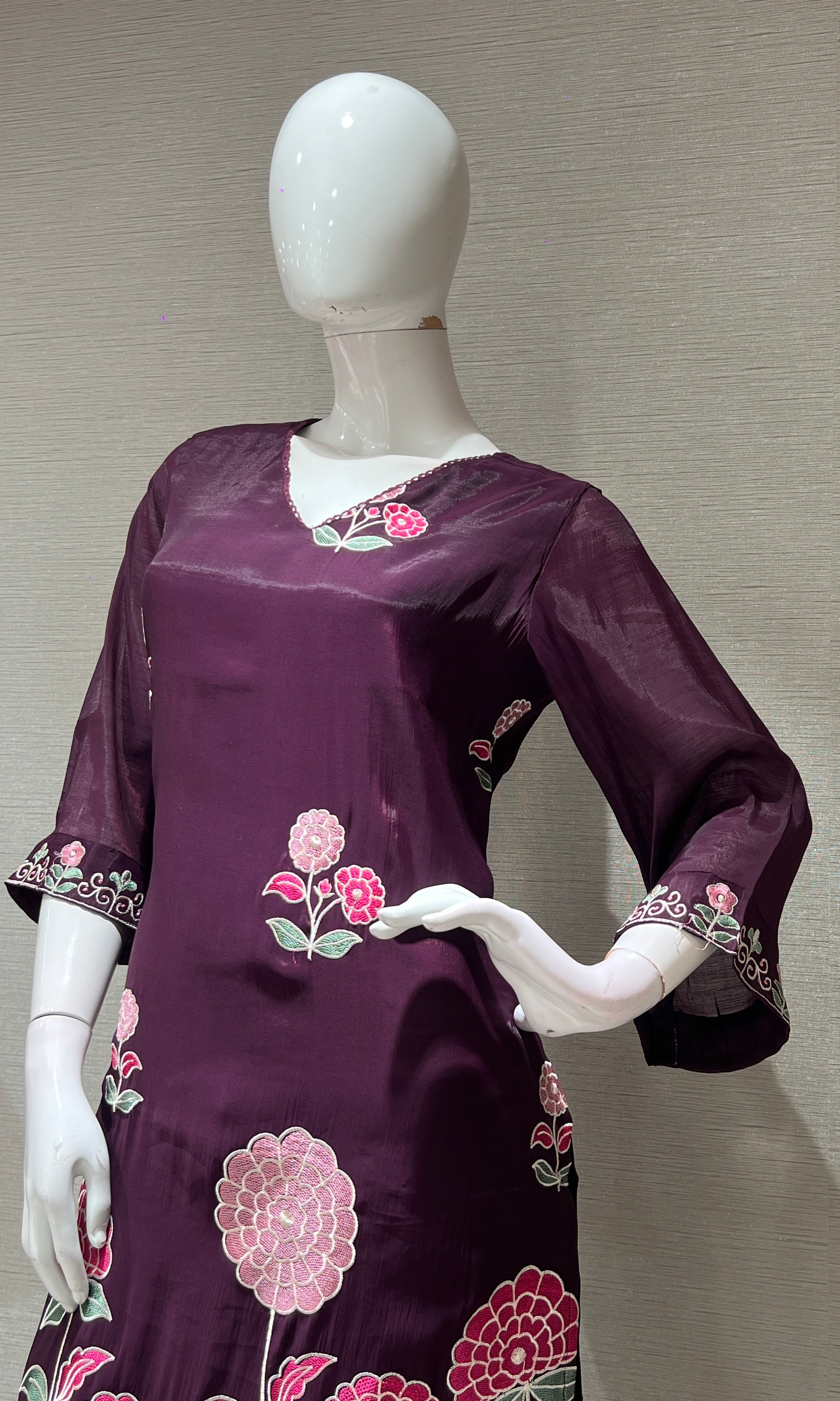 Wine FLORAL kurta set